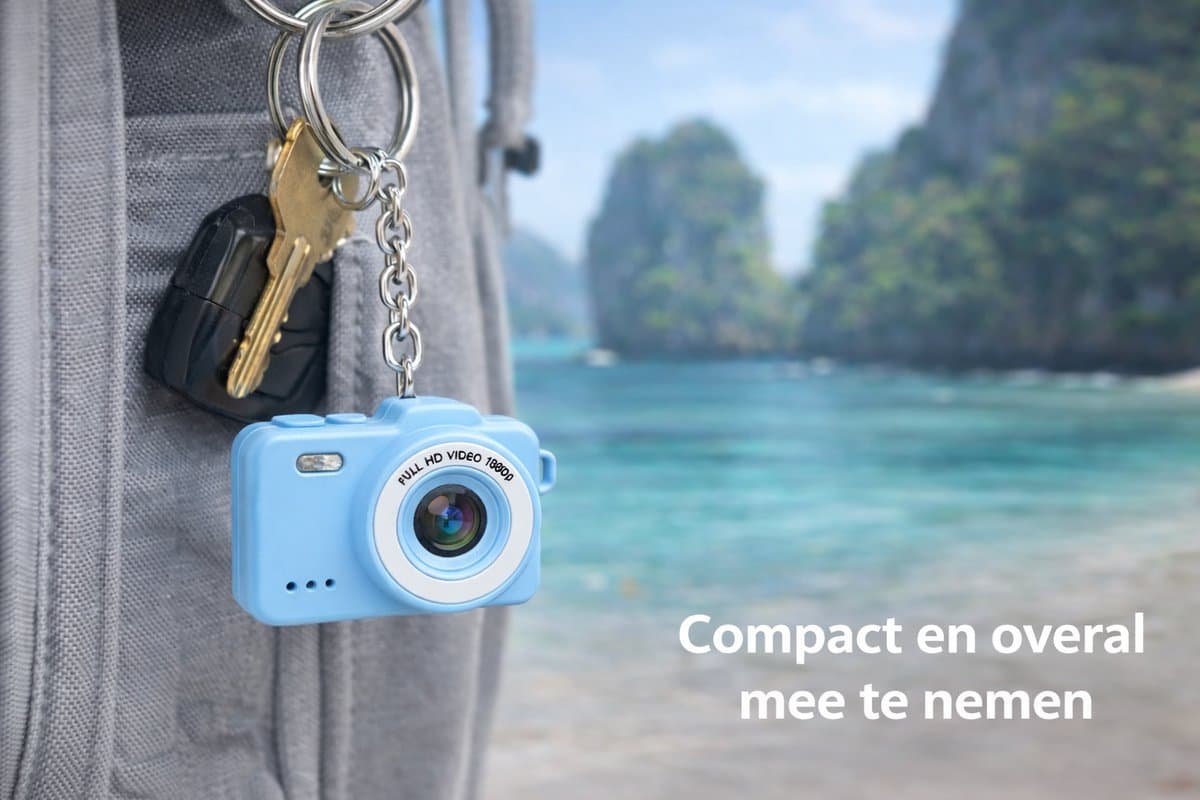 PersonalClick Mini Camera V78 – Retro Camera Sleutelhanger met 32GB Micro SD-kaart en USB-stick – Compacte HD Camera – Blauw thumbnail 4