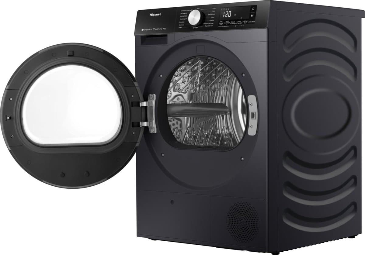 Hisense DH3S902BBCC - Condensdroger - 9 kg - Vrijstaand - Voorbelading - Warmtepomp - Zwart - Draaiknop - TouchControl - 63 dB(A) - Ion Refresh - Allergy Care - Auto Dry thumbnail 3