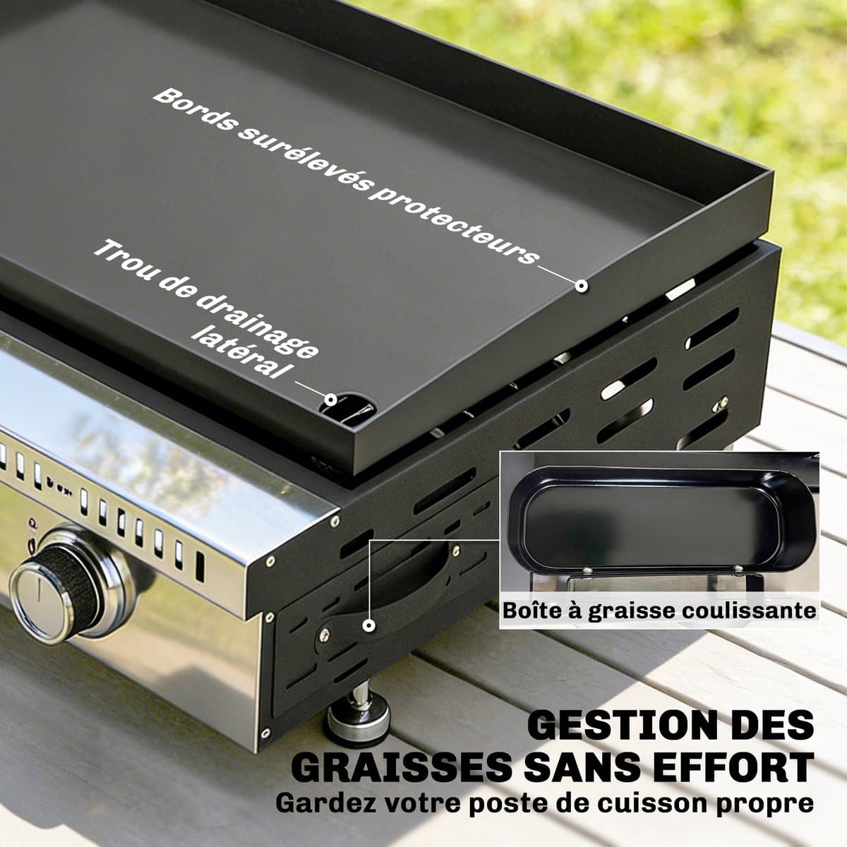 Outsunny Gasgrill - Roestvrij staal, metaal - 62 x 49 x 23 cm - Zwart thumbnail 8