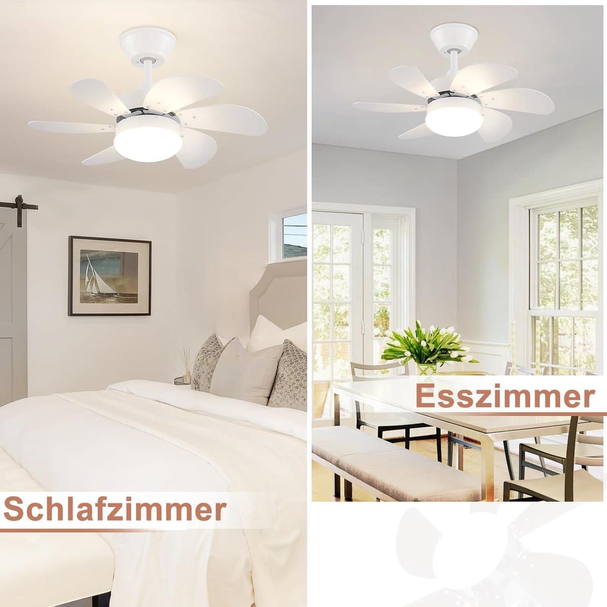 Glitzerlife - Plafond ventilator met verlichting - Ventilator lamp plafond - stille plafondventilator - stil met afstandsbediening en timer - Ø75cm - wit - plafondlampen met ventilator voor woonkamer en slaapkamer thumbnail 5
