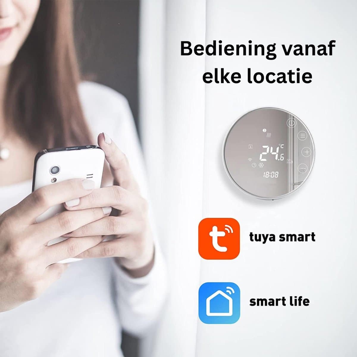 NBAP® Thermostaat voor cv - Draadloos met Wifi - Met App - Wit thumbnail 3