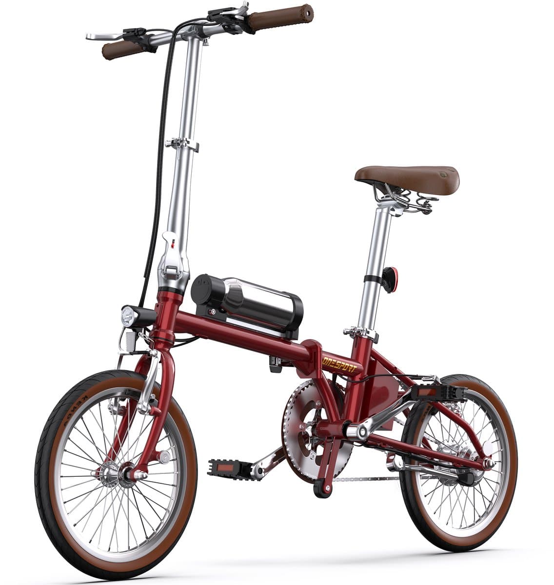 ONESPORT Elektrische Fiets – Lichtgewicht Opvouwbare E-Bike voor Stad & Pendelen – 36V 5.2Ah Accu, 40 km Bereik, 16×1.35 Inch Banden, Snel Opladen 2,5u – Rood
