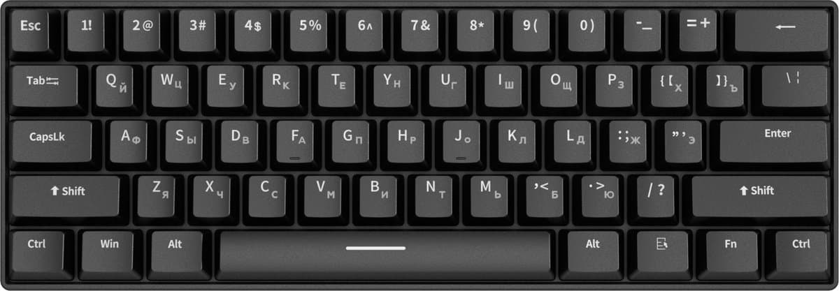 Furycube H61K - Mechanisch Gaming Toetsenbord - 61 Toetsen - Bedraad - RGB Verlichting - Soldeerbare Switches - Zwart thumbnail 4