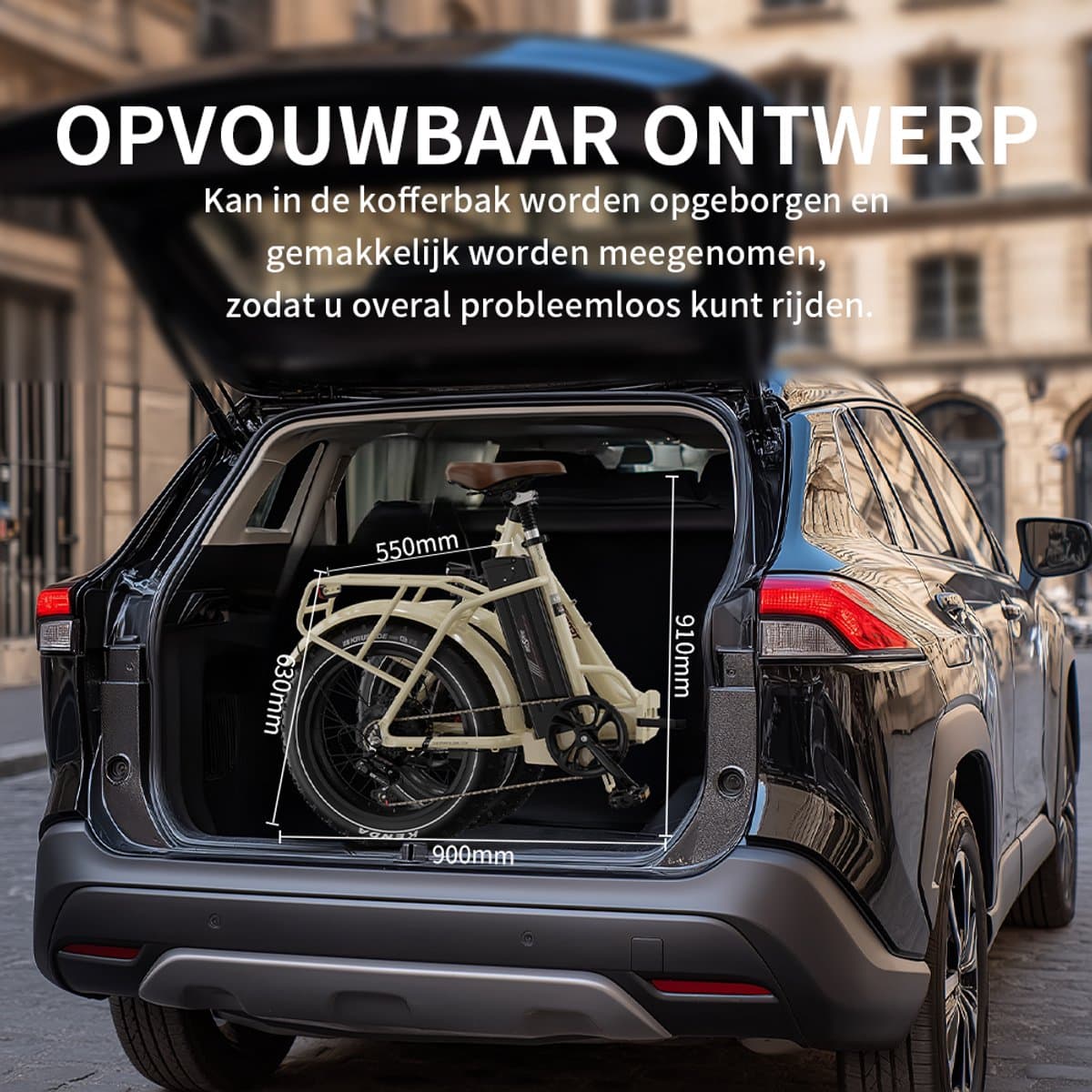 ONESPORT OT16Max Opvouwbare Elektrische Fiets – 864Wh Accu – Actieradius tot 120 km –20×4.0 Inch Fatbike – Aluminium Lage Instapframe – Shimano 7 Versnellingen – Hydraulische Schijfremmen – Max. Belasting 120 kg – Stads E-bike – Crèmewit thumbnail 8