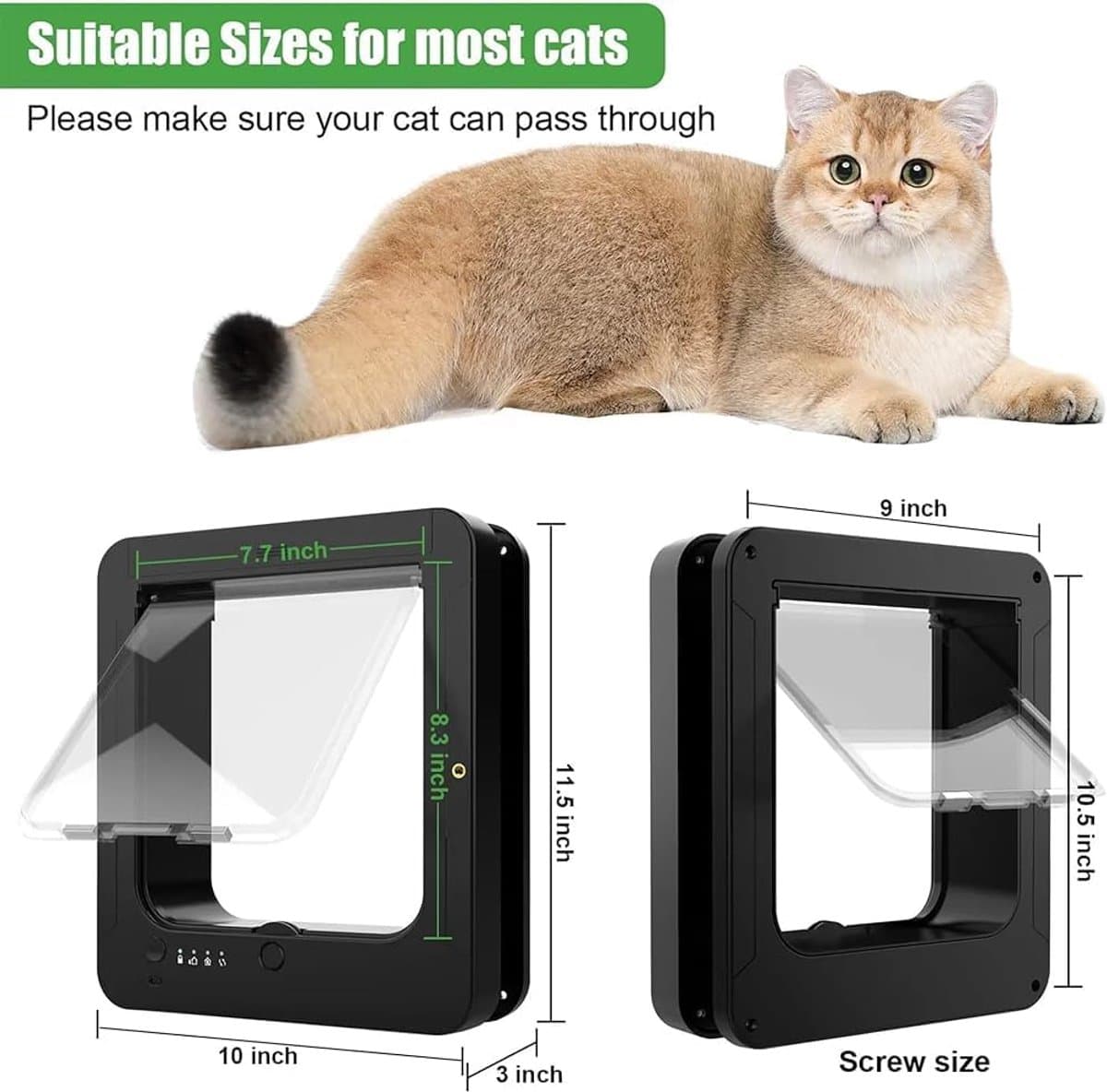 Slim Huisdierluik - Kattenluik Hondenluik - Vrijheid Binnen Buiten - Microchip Gestuurd - 19x21 cm Opening - Wit thumbnail 3