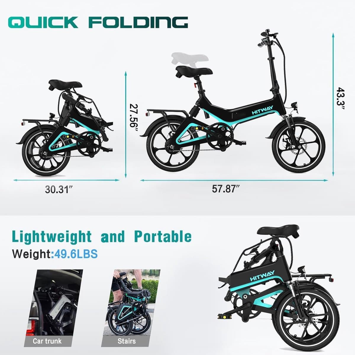 Hitway BK6SL1 Opvouwbare E-Bike 20" Fat Tire 15.6Ah thumbnail 5