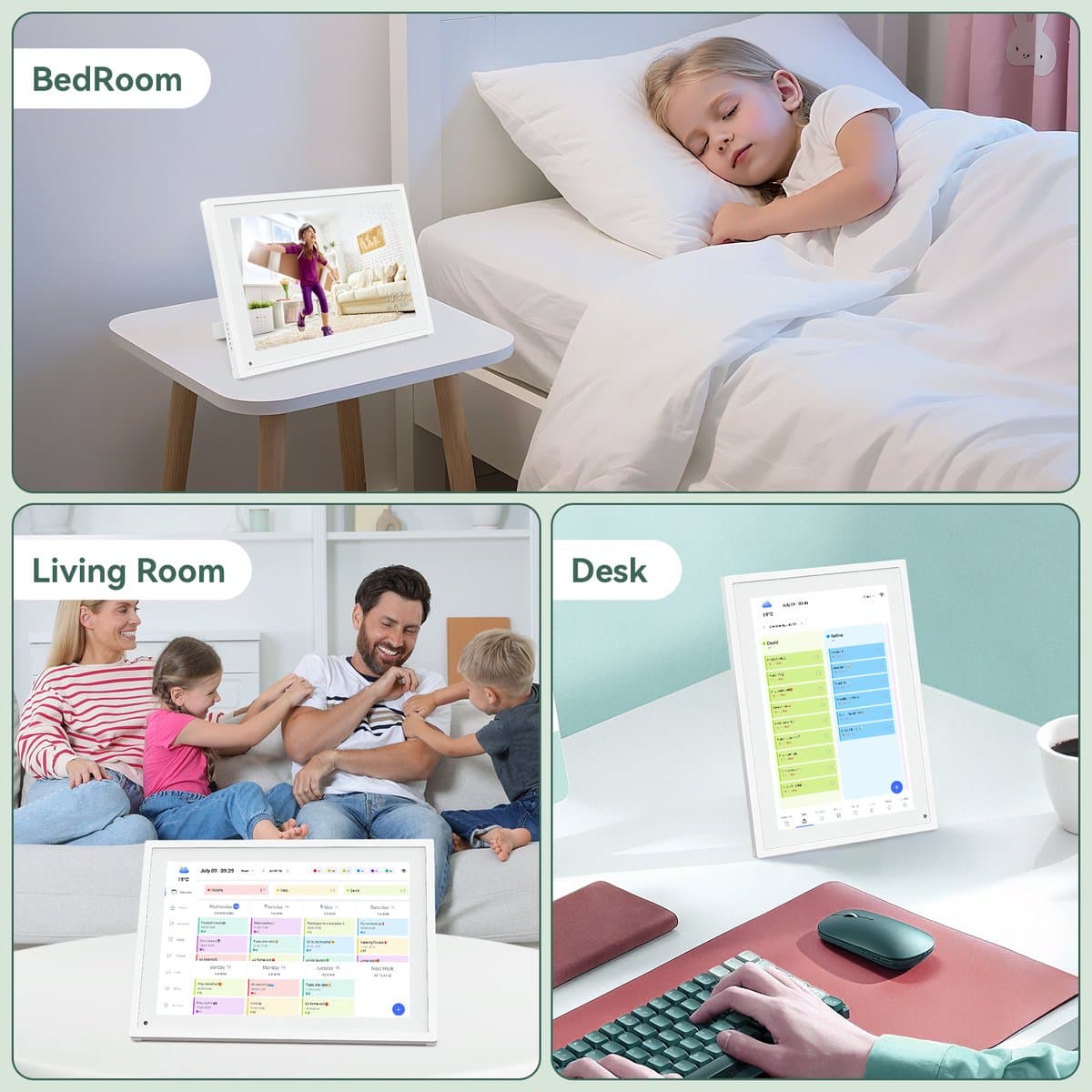 TABWEE P10 10,1" Digitale fotolijst WiFi- Smart Touchscreen - Digitale Fotolijst-Gezinsrooster & Takenlijst & Maaltijdplanner - Interactief Display met Bureaustandaard thumbnail 4