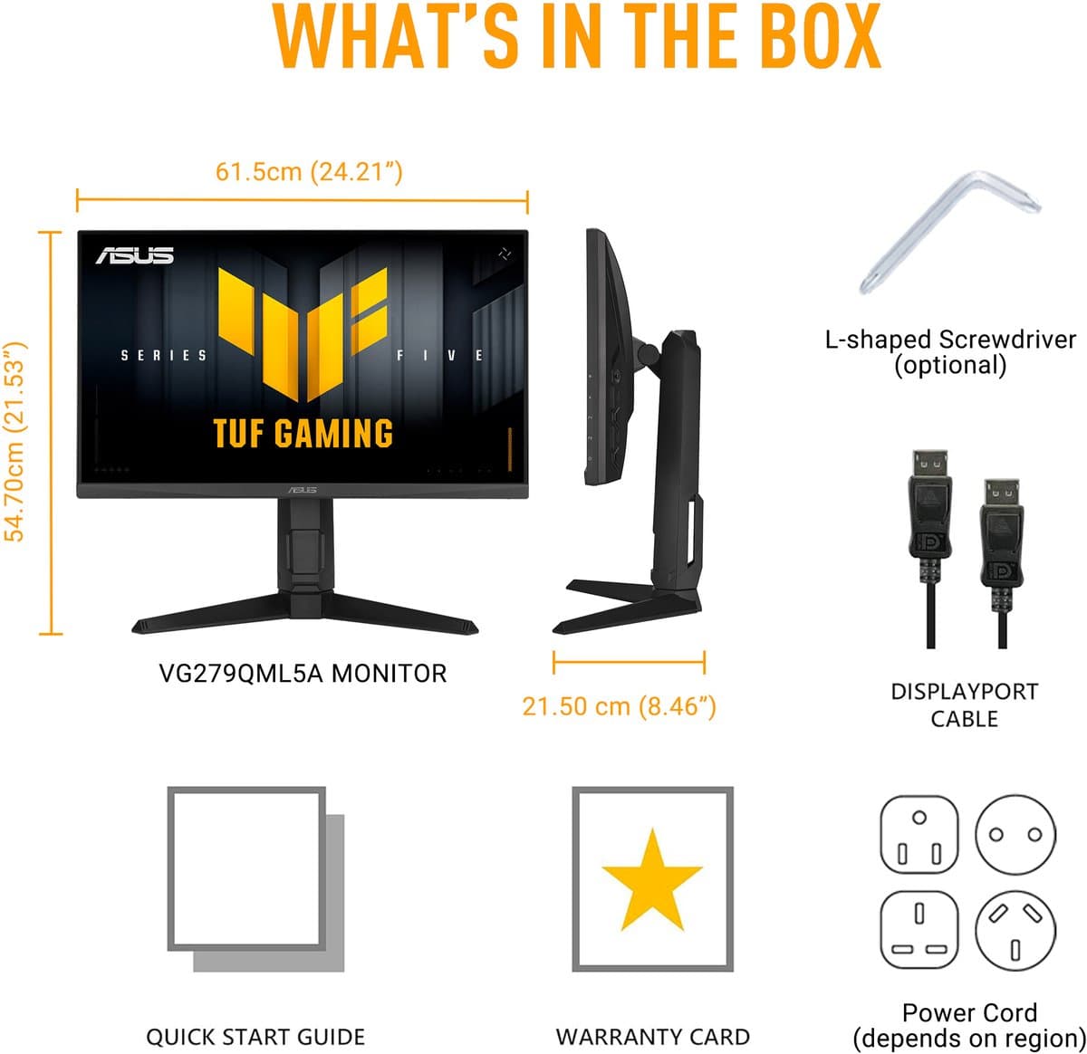 ASUS TUF Gaming VG279QML5A - FHD Fast IPS Gaming Monitor - 240Hz - 0.3ms - G-Sync Compatible - 27 Inch thumbnail 3
