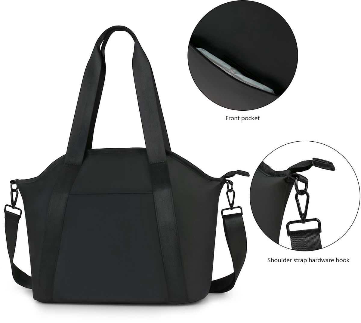 Luiertas Tote - Waterdichte Opbergtas - Luiertas voor Kinderwagen - Organizer voor Reisbenodigdheden voor Baby's - Luiertas van PU Leer met Isolatie - Zwart thumbnail 6