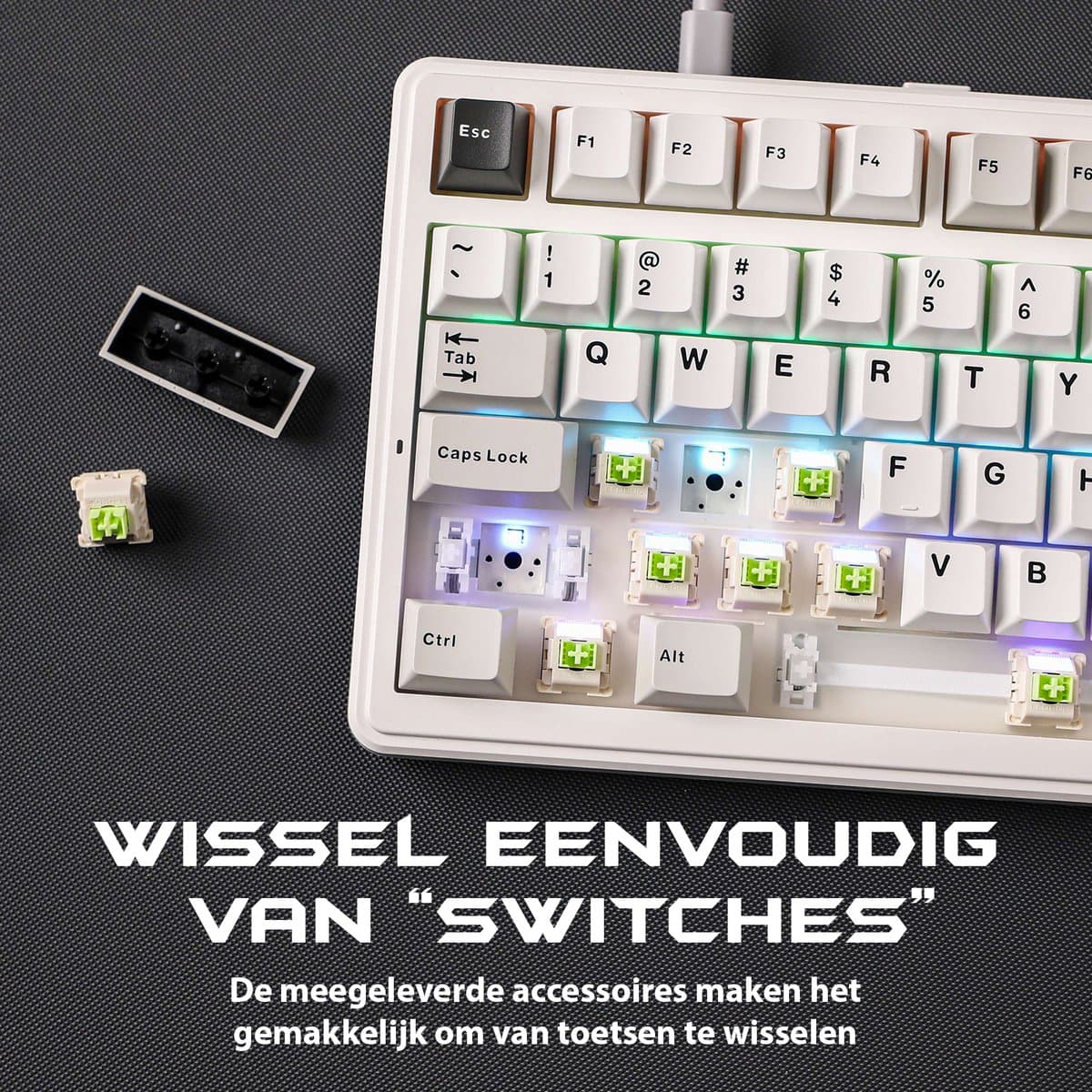 AULA F99 Wit - Mechanisch Draadloos Toetsenbord 96% thumbnail 4