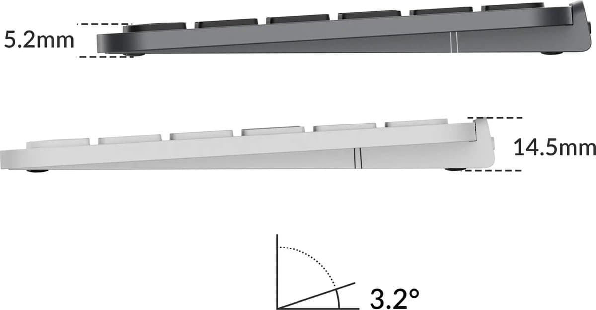 Keychron B1 Pro Ultra-Slim toetsenbord wit - B1P-K8 - Bedraad, Bluetooth, Radio(RF) thumbnail 3