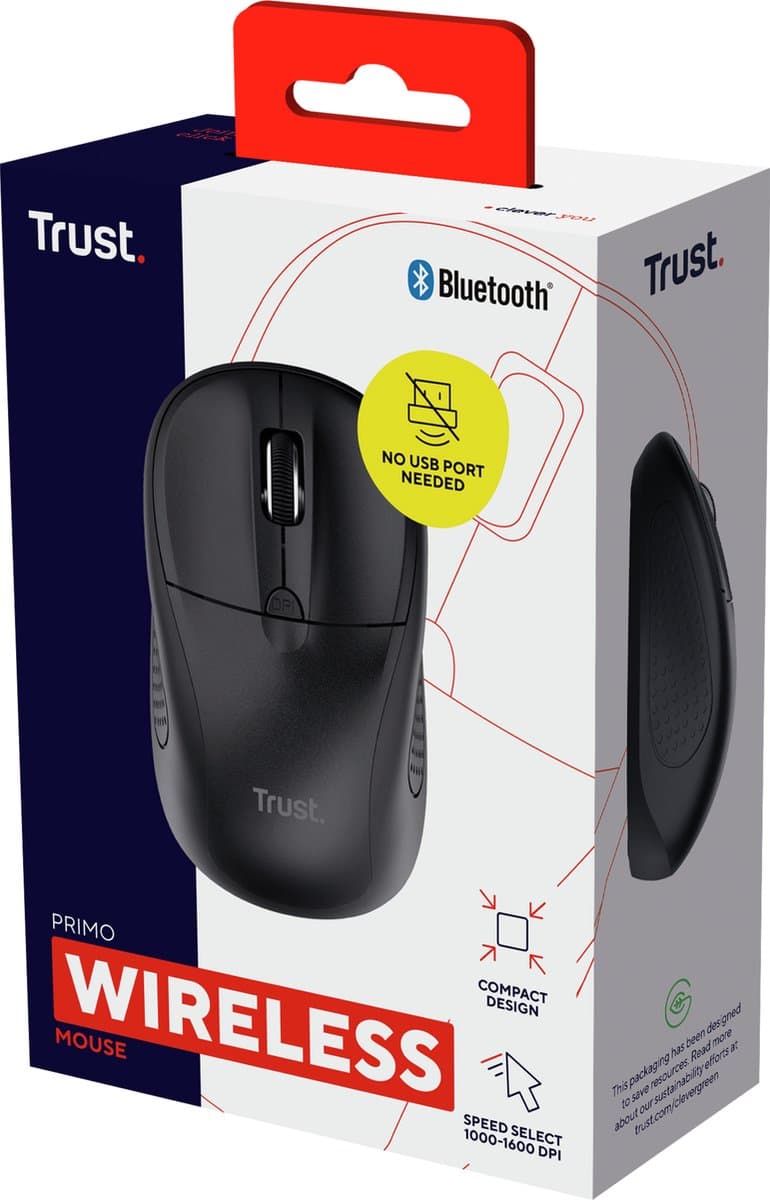 Trust Primo Bluetooth - Draadloze Compact Muis - Zwart thumbnail 7