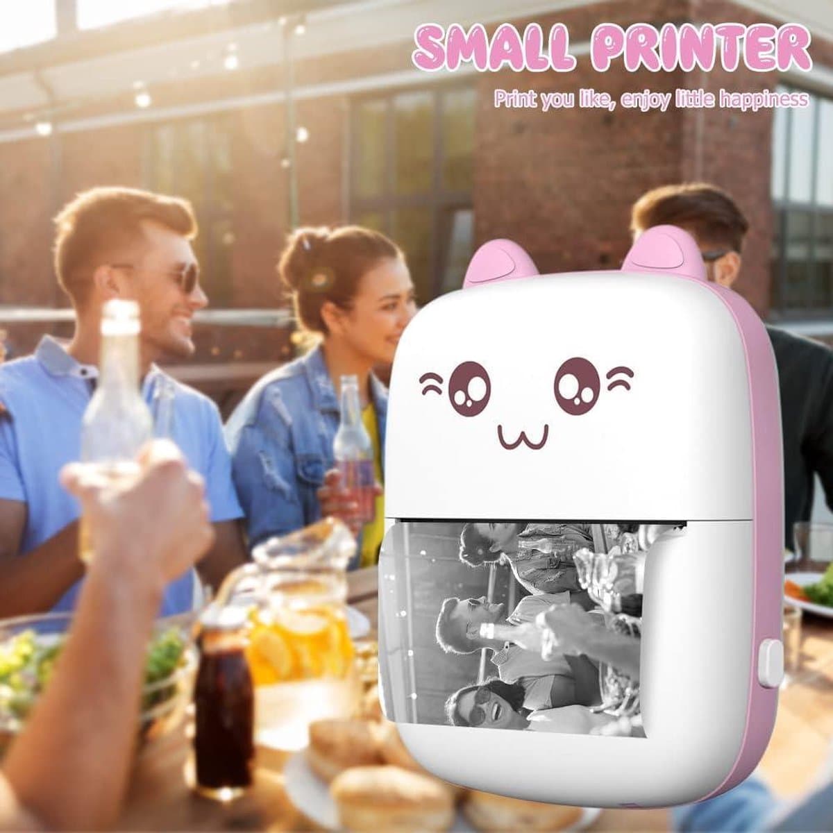 Mini-printer draagbare mini-fotoprinter voor smartphone zakprinter - thermische printer met 5 pennen - 5 thermisch papier - 5 printerpapier voor leernotities foto's - fotolabels reizen mini printer thumbnail 2