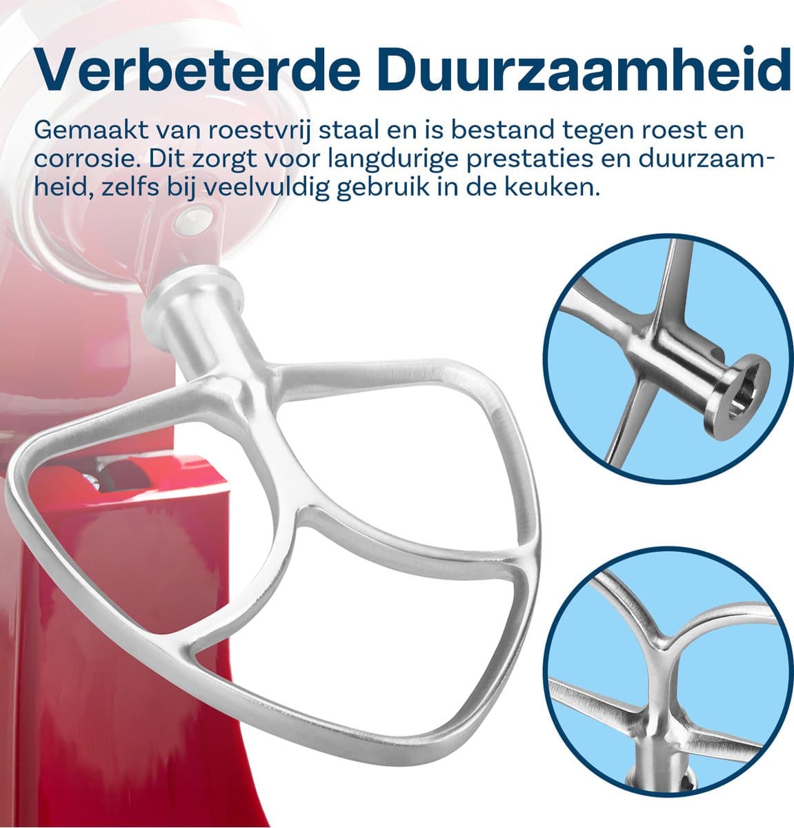 Roestvrijstalen Platte Mixer K45B voor KitchenAid 4,5-5 Quart Tilt-Head Stand Mixers Artisan & Classic Series van MMOBIEL – Opzetstuk Keuken – Platte Deegklopper Accessories – Vaatwasmachinebestendig thumbnail 4