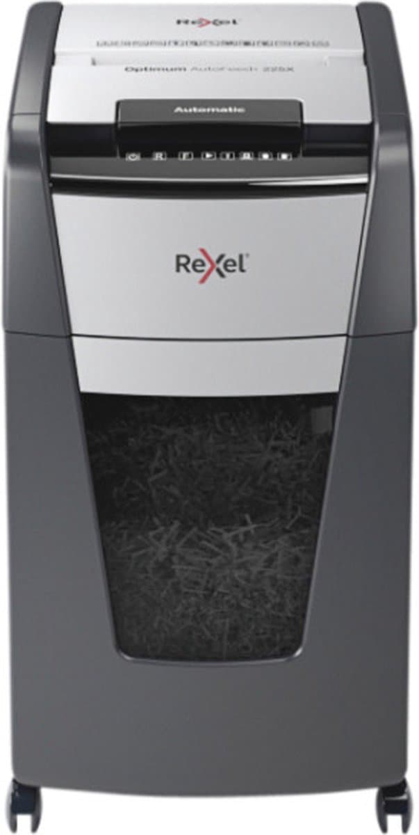 Rexel Optimum AutoFeed+ 225X Fluisterstille Papierversnipperaar - P4 Snippers - Automatische Invoer Tot 225 Vel - 60L - Zwart