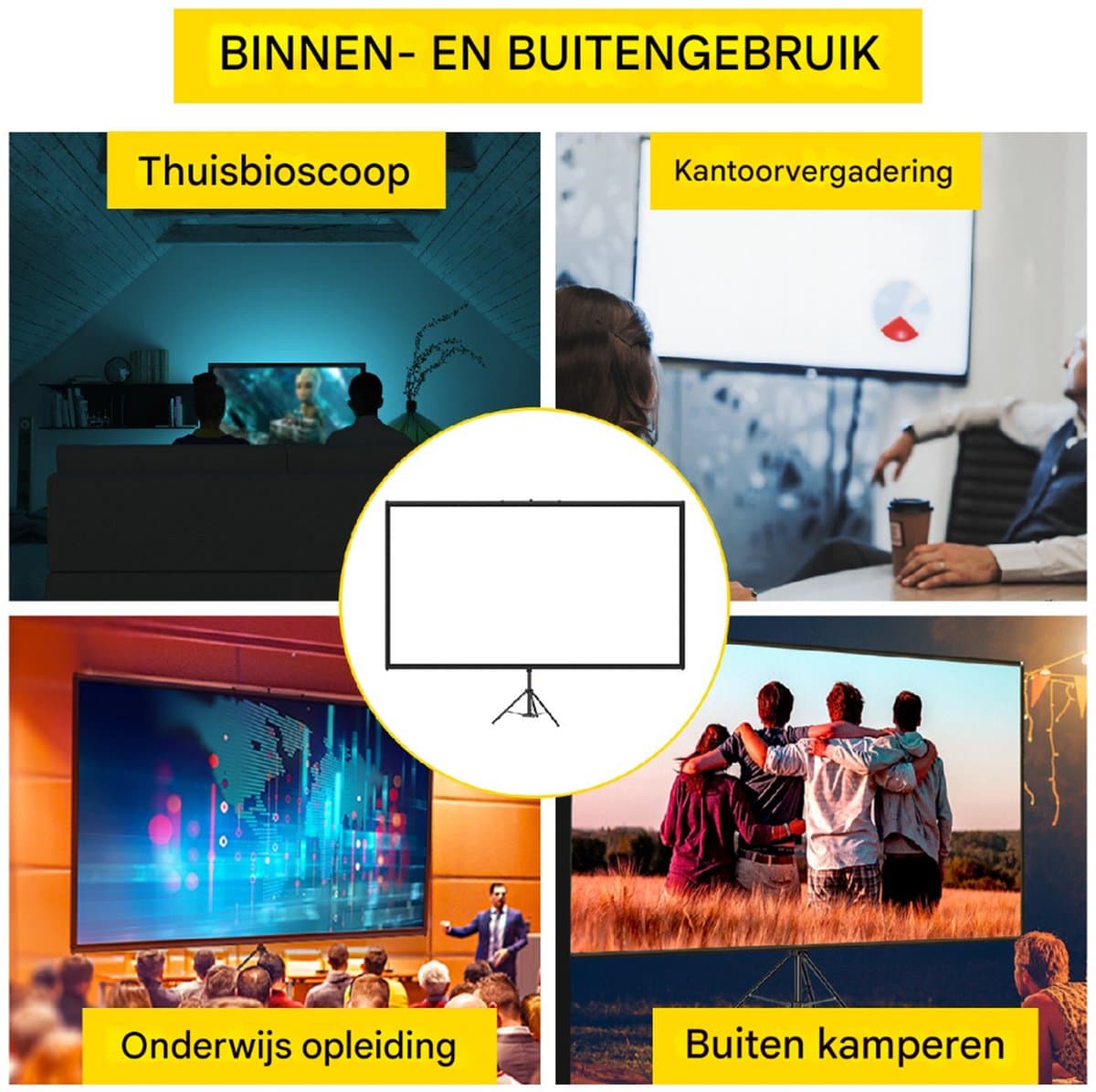 4K HD Projector Screen, Projectorscherm, Beamer Scherm, Beamer Doek - 60Inch thumbnail 3