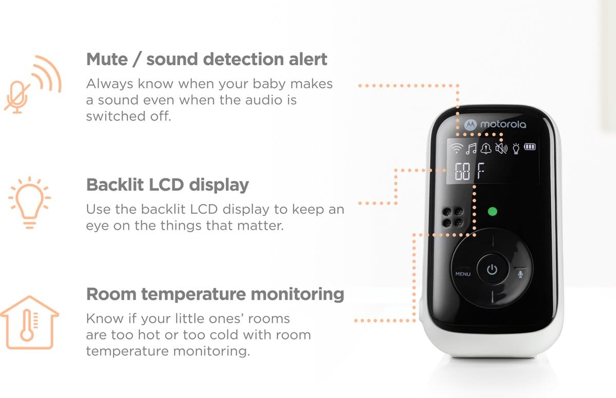 Motorola Baby Monitor PIP11 - 300m Bereik - Tweewegcommunicatie - Incl. Nachtlampje en Slaapliedjes - Wit thumbnail 5