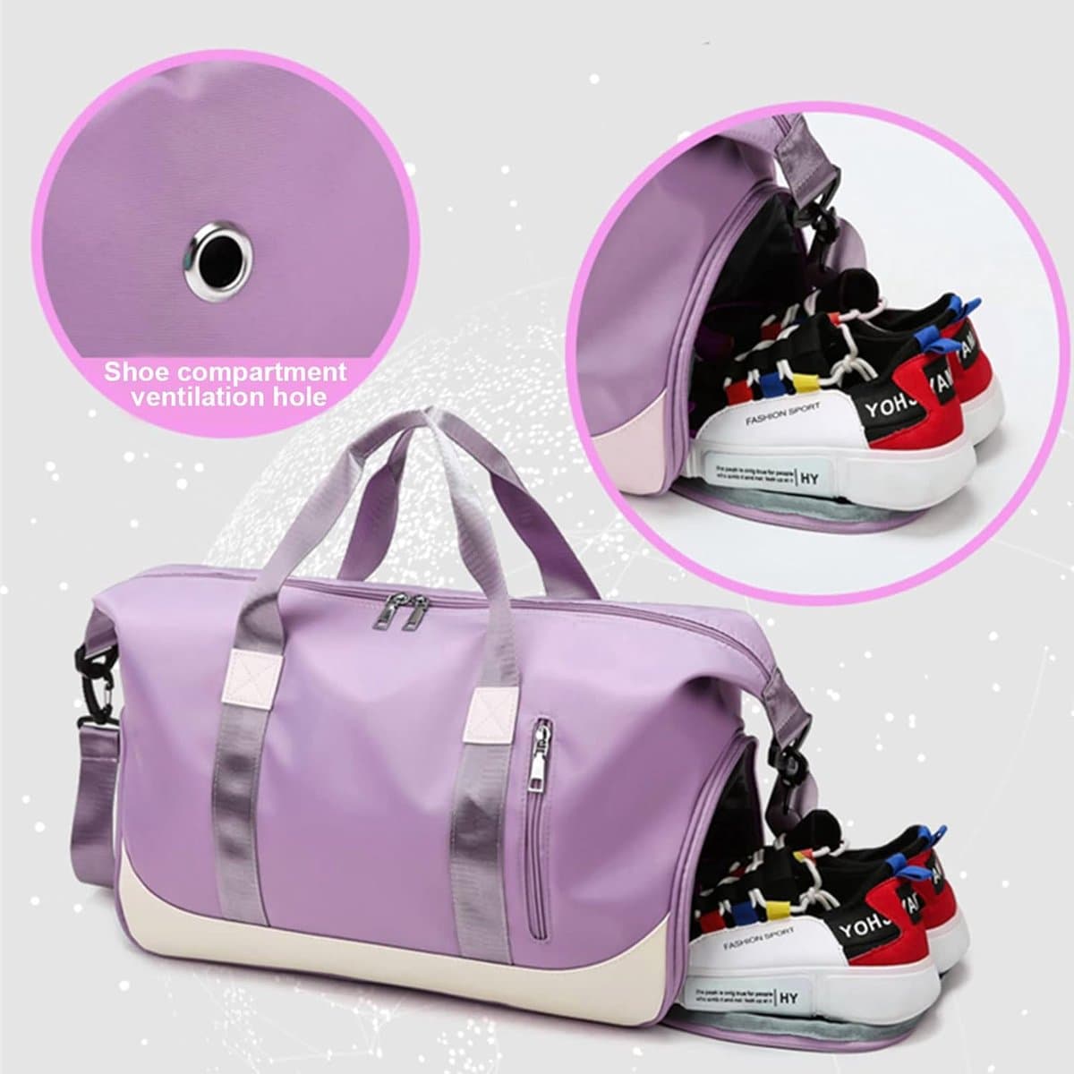 Thijox - Sporttas Dames Reistas met Schoenenvak - Natte Tas Weekendtas Fitness Waterdicht Groot Gym Bag Handbagage Travel Bag Boodschappentas Duffelba thumbnail 5