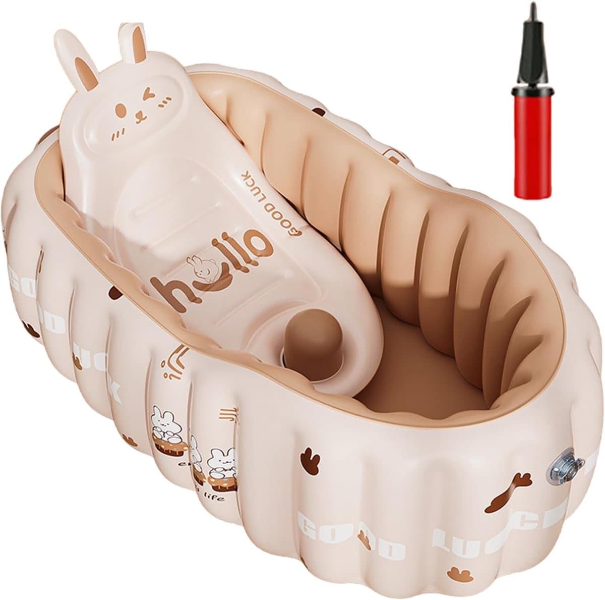 Opblaasbare Babybadkuip - Draagbaar Kinderbad - Veilig Baden - Inclusief Pomp - 90 cm - Konijn thumbnail 6