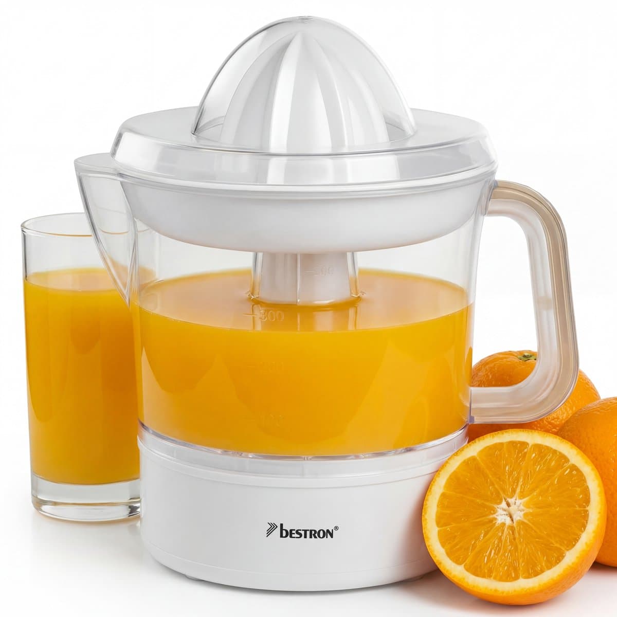 Bestron Citruspers Elektrisch - ACJ350NH - 40W - Incl. 2 perskegels, aromadeksel, sap reservoir - 0,7 Liter - Wit - 5 jaar garantie thumbnail 2