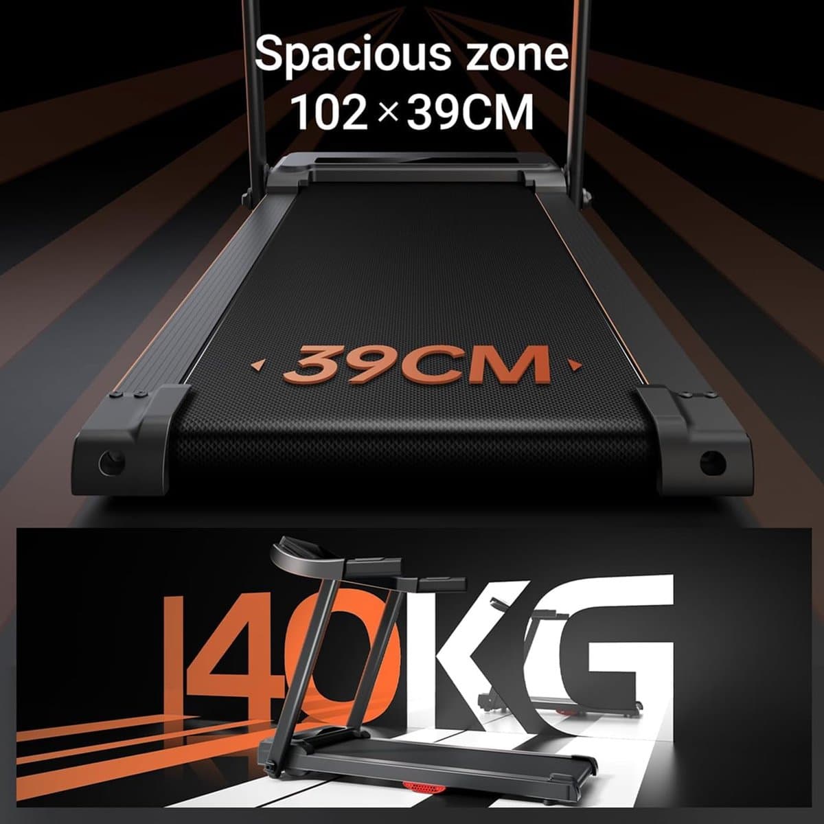 Opvouwbare Loopband - Hometrainer Fitness - Intensieve Training - 15% Helling Simulatie - 136 kg Capaciteit - Zwart thumbnail 6