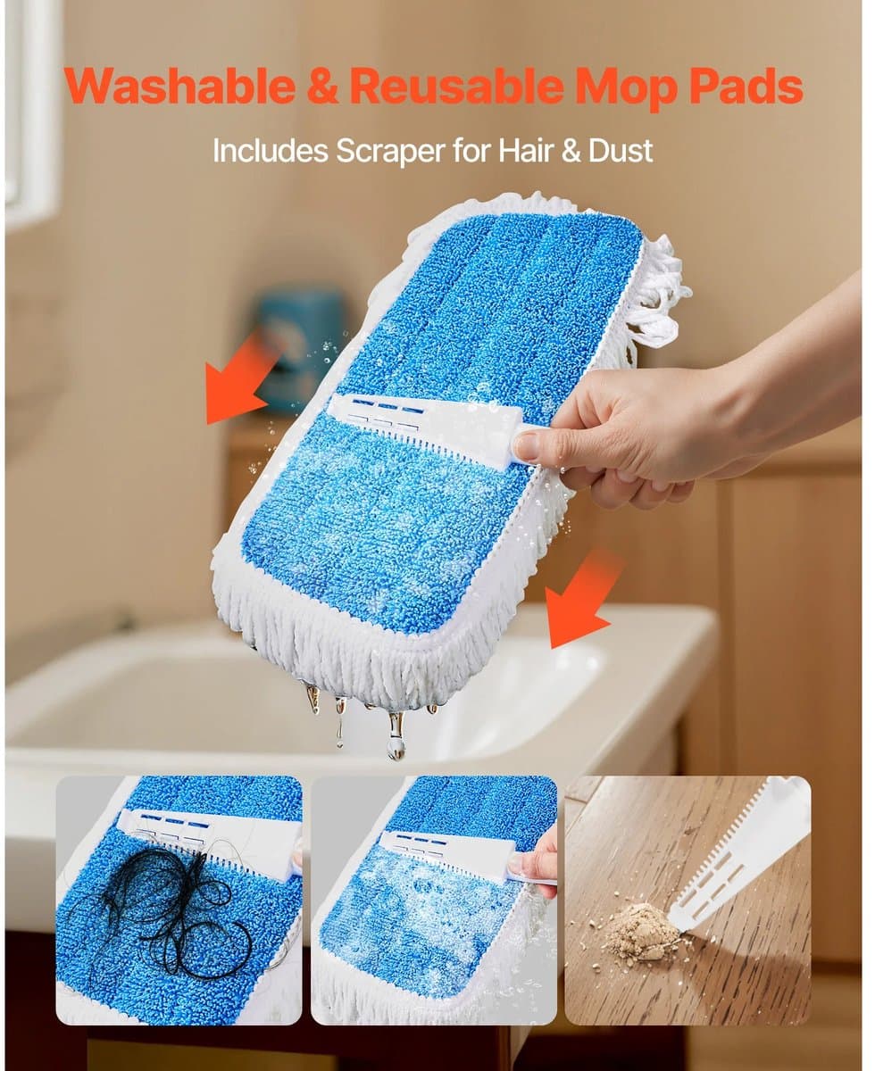 Solayne Dweil - Dweilsysteem - Spray mop - Dweilstok - Dweilmop - Met waterreservoir - 2 in 1 - Vloerreiniger - Incl. wasbare pads thumbnail 5