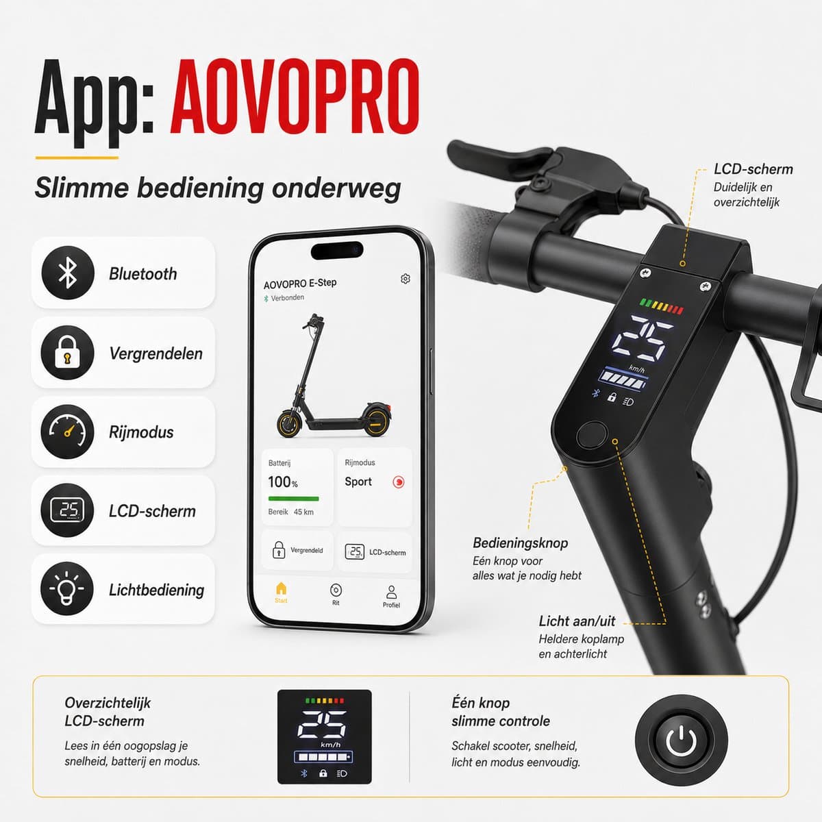 AOVOPRO ESMAX: 350W step, 35km actieradius, app-bediening thumbnail 3
