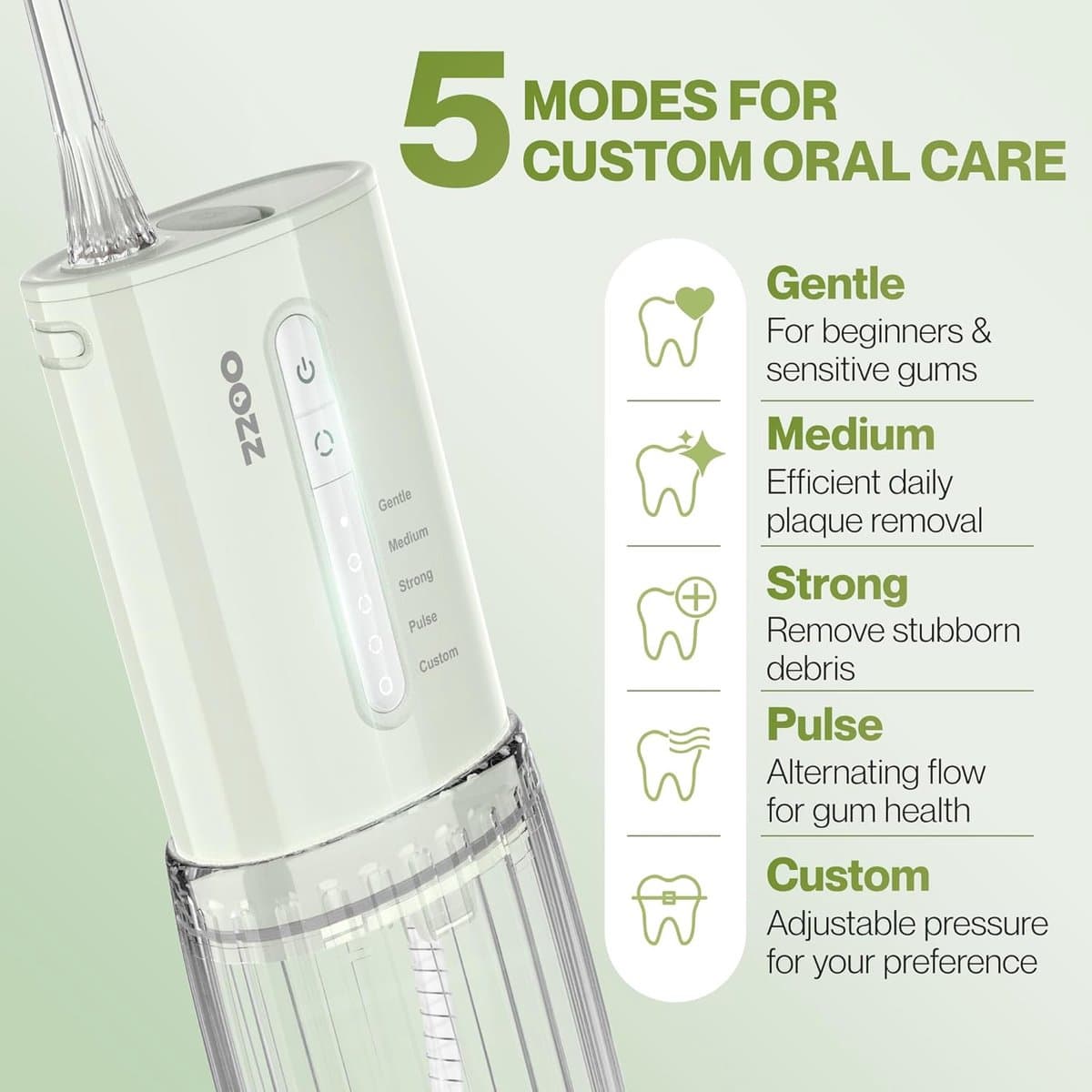 SnelShoppen - Draagbare Water Flosser, USB-C Oplaadbare Mondirrigator met 5 Modi, 6 Tips en Lekvrije Ontwerp, IPX8 Waterproof, Perfect voor Reizen en thumbnail 5