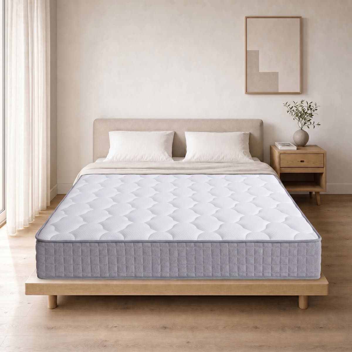 MIVRAY Pocketveringmatras 140x200 cm - 7 Zones H3 met Ergonomische Ondersteuning en 25 cm Hoogte - Ademend - Polyester - Wit thumbnail 7