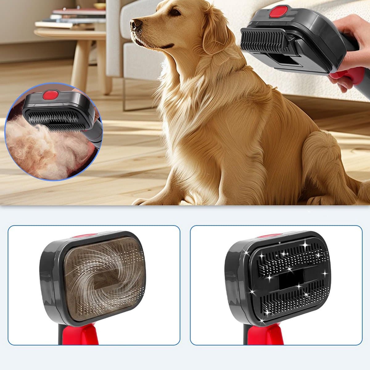 2-in-1 huisdierborstelset voor Dyson V7/V8/V10/V11/V15 – Huisdierborstelset – Voor katten en honden – Huisdierverzorging – Zelfreinigend en zacht – Grijs-rood thumbnail 7