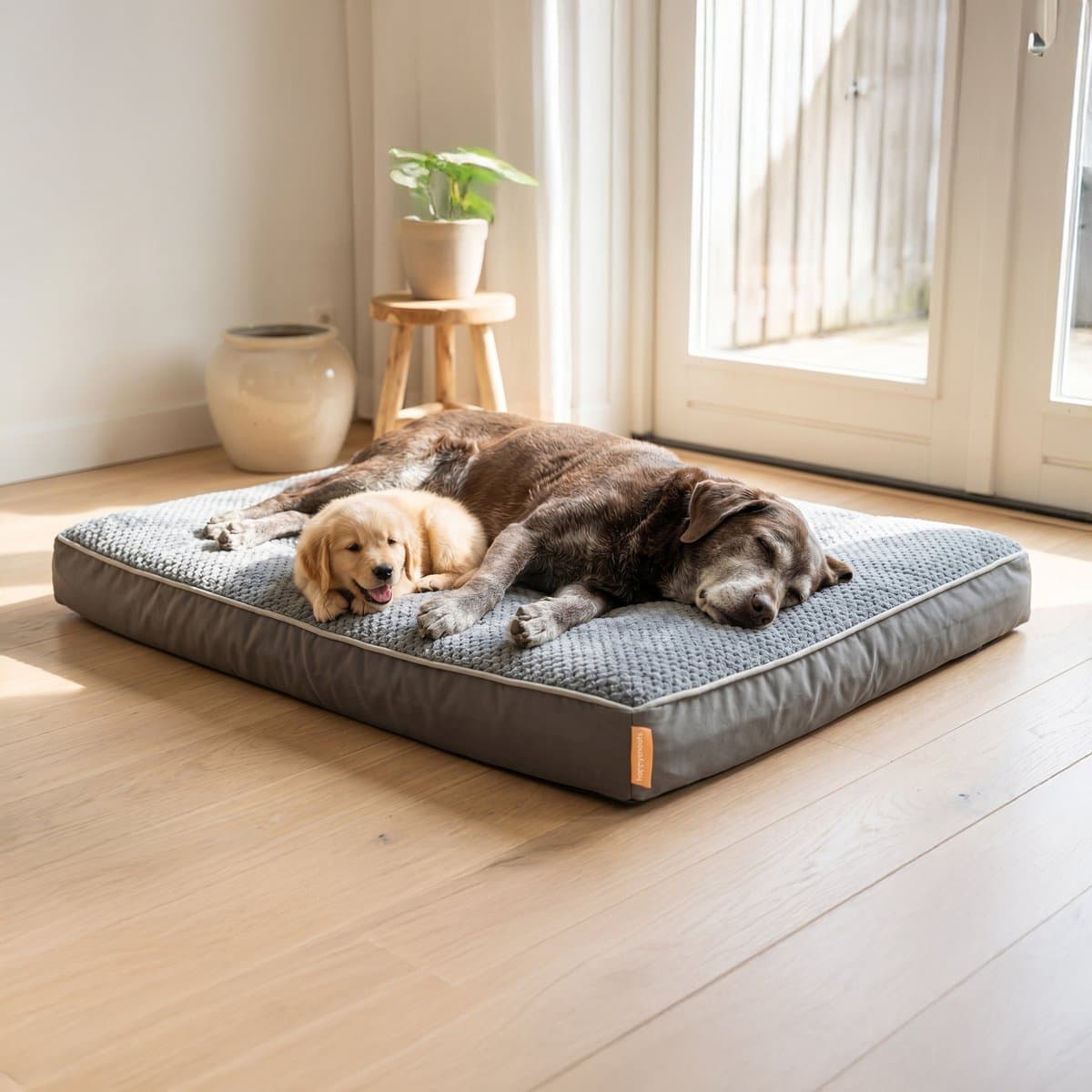 Happysnoots® Orthopedisch Hondenkussen - XXL Hondenmand 100 x 70 x 12 cm - Wasbaar Hondenbed Voor Grote Honden - Grijs met Rits thumbnail 8
