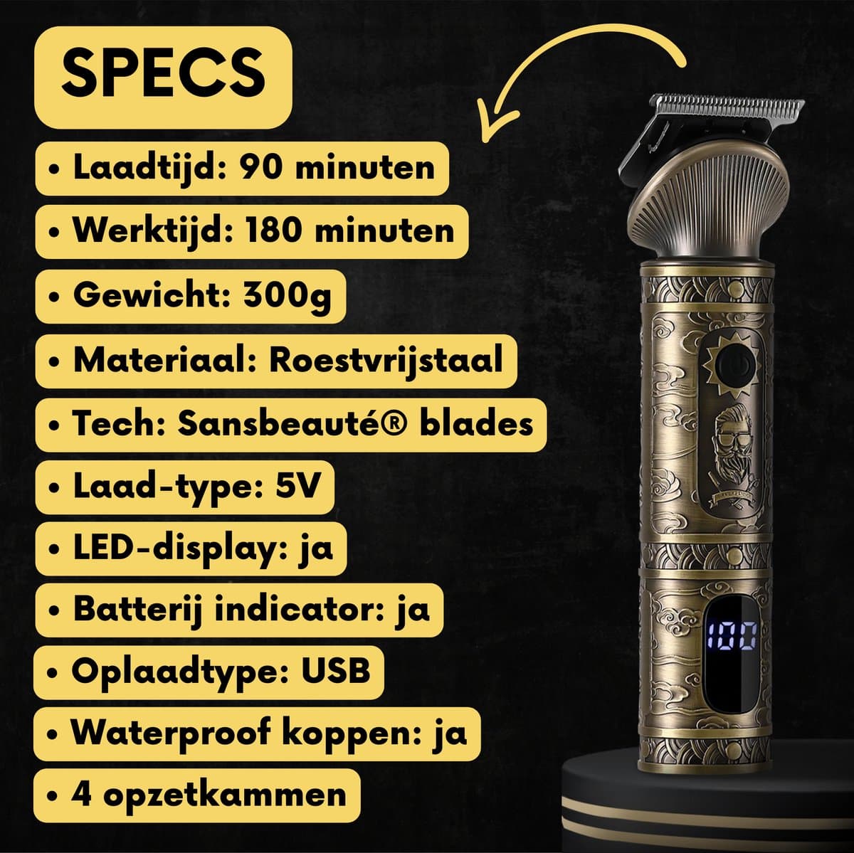 Sansbeauté 2-in-1 Baardtrimmer Mannen - Trimmer voor Baard en Lichaam - Incl. 2 opzetstukken - Bodygroomer Mannen - Bodytrimmer Heren - Haar trimmer - Tondeuse - 0.5-15MM - Neus en Oor - Trimapparaat - Baard Machine thumbnail 6