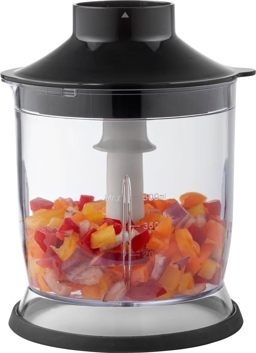 Inventum MX350B Staafmixer set - RVS mes - 2 snelheden - Afneembare voet - Garde en hakmolen - 350 watt - Zwart thumbnail 8