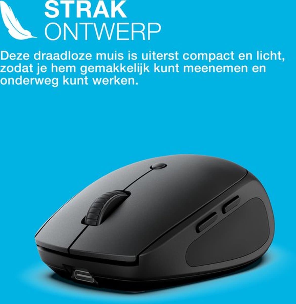 JLab Go Charge Computermuis - Bluetooth Muis Draadloos - Multipoint - Verbindt met 3 apparaten tegelijk - Met Dongle – USB C Oplaadbaar – Stille Clicks thumbnail 8
