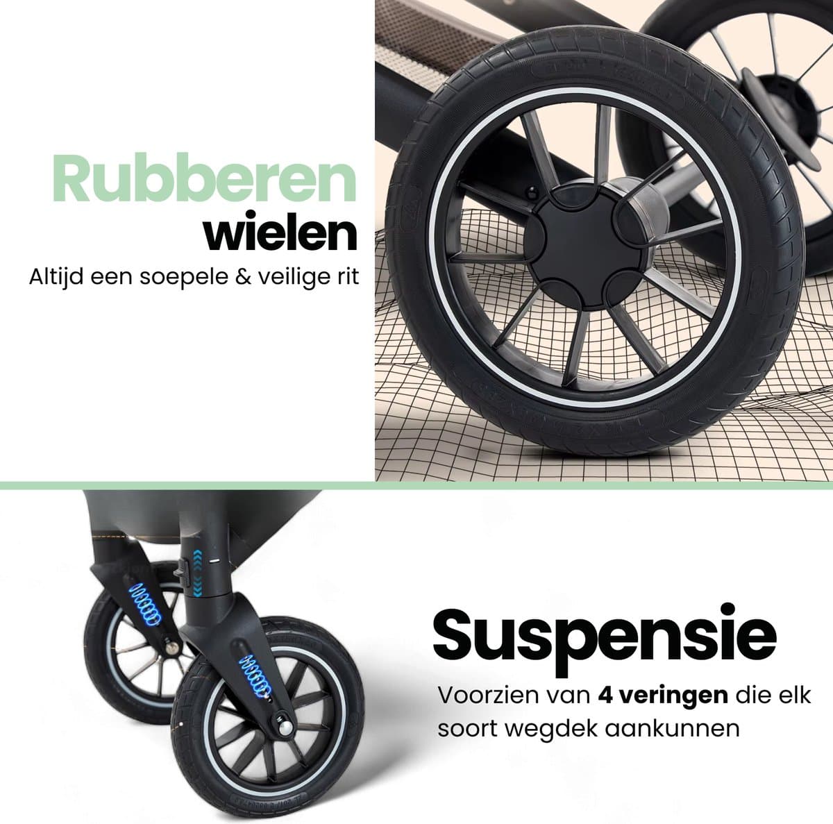 Lunola Luna - Kinderwagen 3-in-1 - incl. autostoel - 0-22kg - XXL - Wandelwagen - Multifunctionele Buggy 3in1 - Groen thumbnail 5