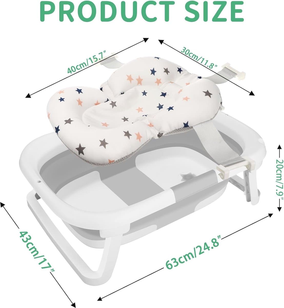 Opvouwbare babybadkuip met douchekopaansluiting en thermometer - Ruimtebesparend en ergonomisch babybadje voor 0-36 maanden thumbnail 2