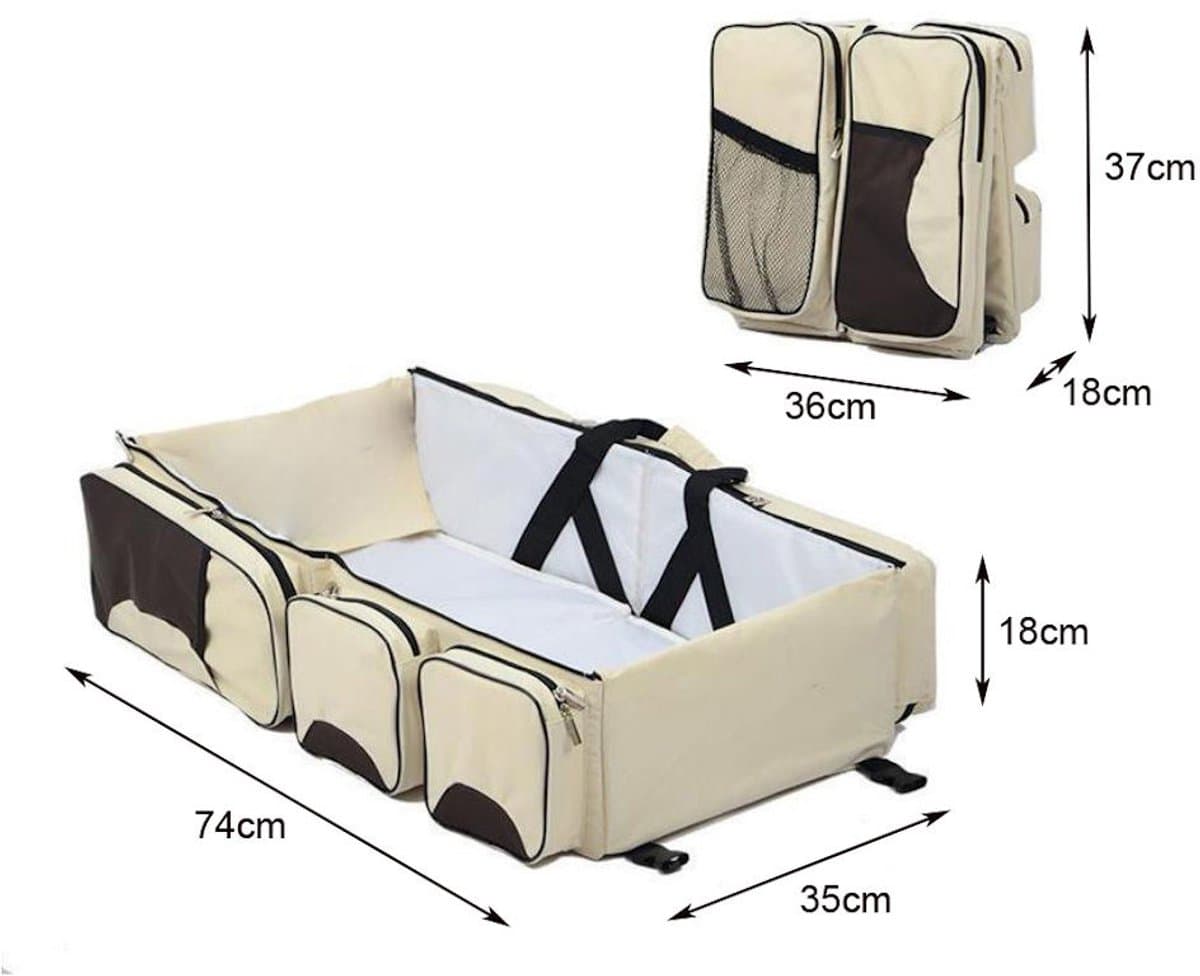 Baby bed - Luiertas - Reisbedje voor Babyâ??s en Kleuters - Opvouwbare Reiswieg - Reisbed met matras - Reistas - Creme thumbnail 5