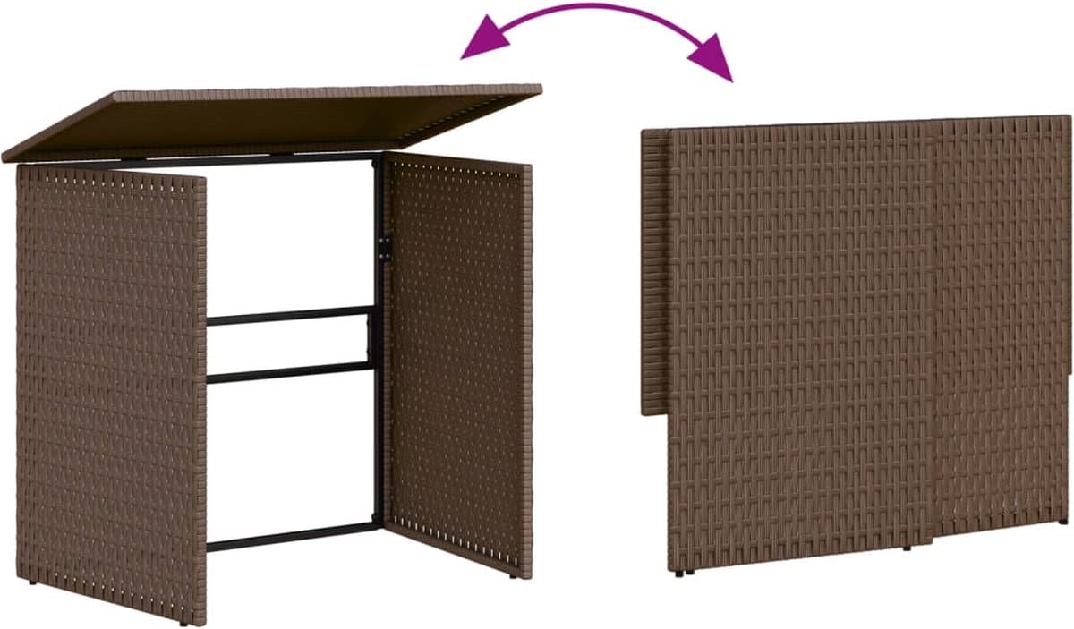 vidaXL - Tuinbank - met - tafel - en - kussens - L-vormig - poly - rattan - bruin thumbnail 8