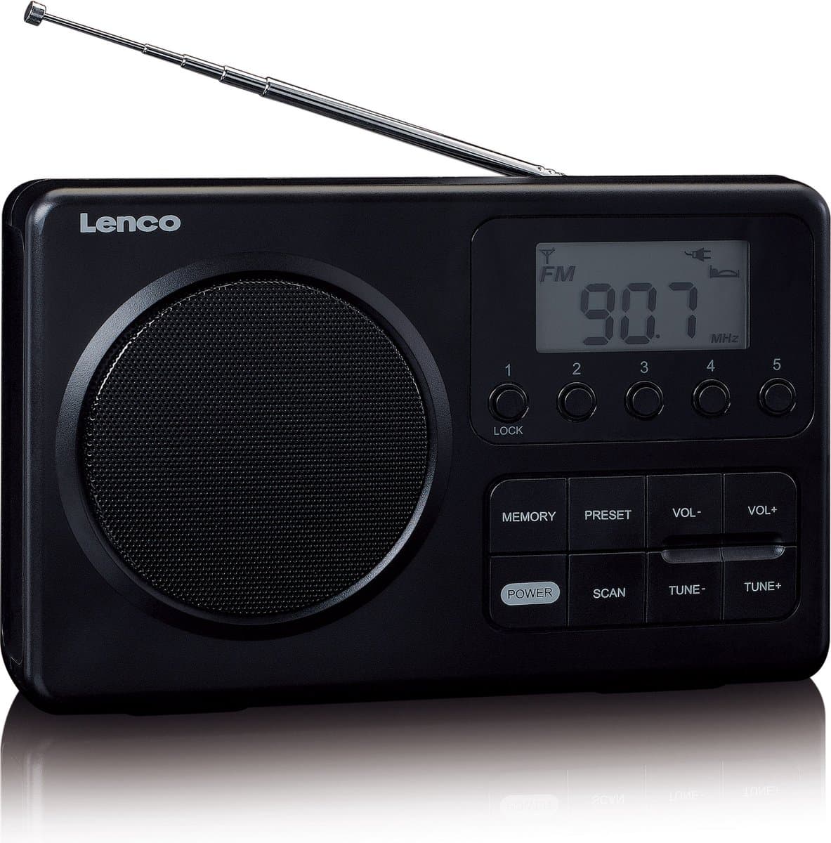 Lenco MPR-035BK Draagbare Radio op Batterijen en Netstroom - Compacte FM Radio met LCD-scherm, 20 Voorkeurzenders en Noodradio Functie - Zwart thumbnail 7