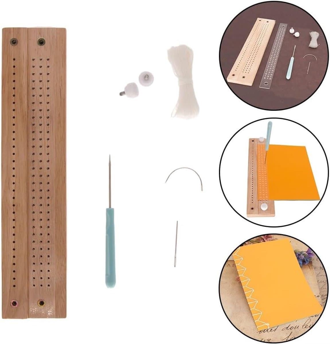 Boekbind Gereedschap - Papier Binding Set - Handgemaakte Boeken - Stevige Constructie - 28 x 65 x 4 cm - Houtkleur thumbnail 5
