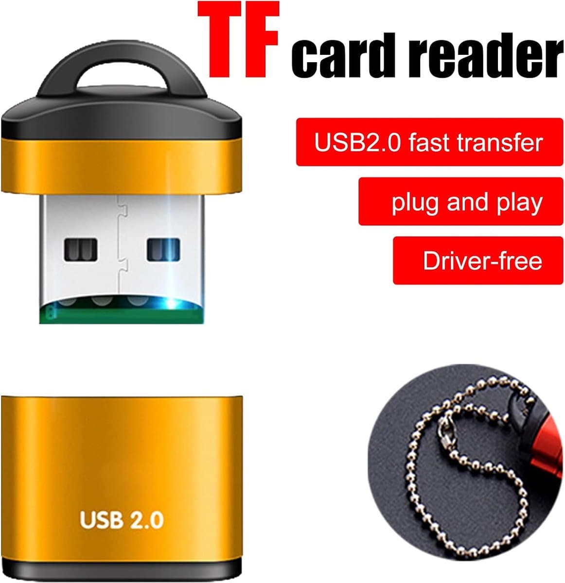Geheugenkaartlezer - SD kaartlezer - Snelle dataoverdracht - Platte constructie - Compact formaat - Goud thumbnail 4