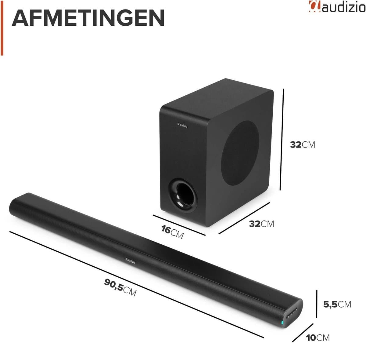 Soundbar - Audizio SB96WS - HDMI-ARC - Bluetooth - 180W - Optisch - Soundbar met draadloze subwoofer thumbnail 8