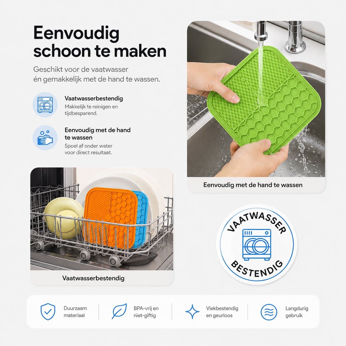BOTC Likmat Hond met Silicone spatulas - 3-Delig Likmat Voermat Hond - voermat - Slowfeeder Hond - Blauw /Geel thumbnail 4