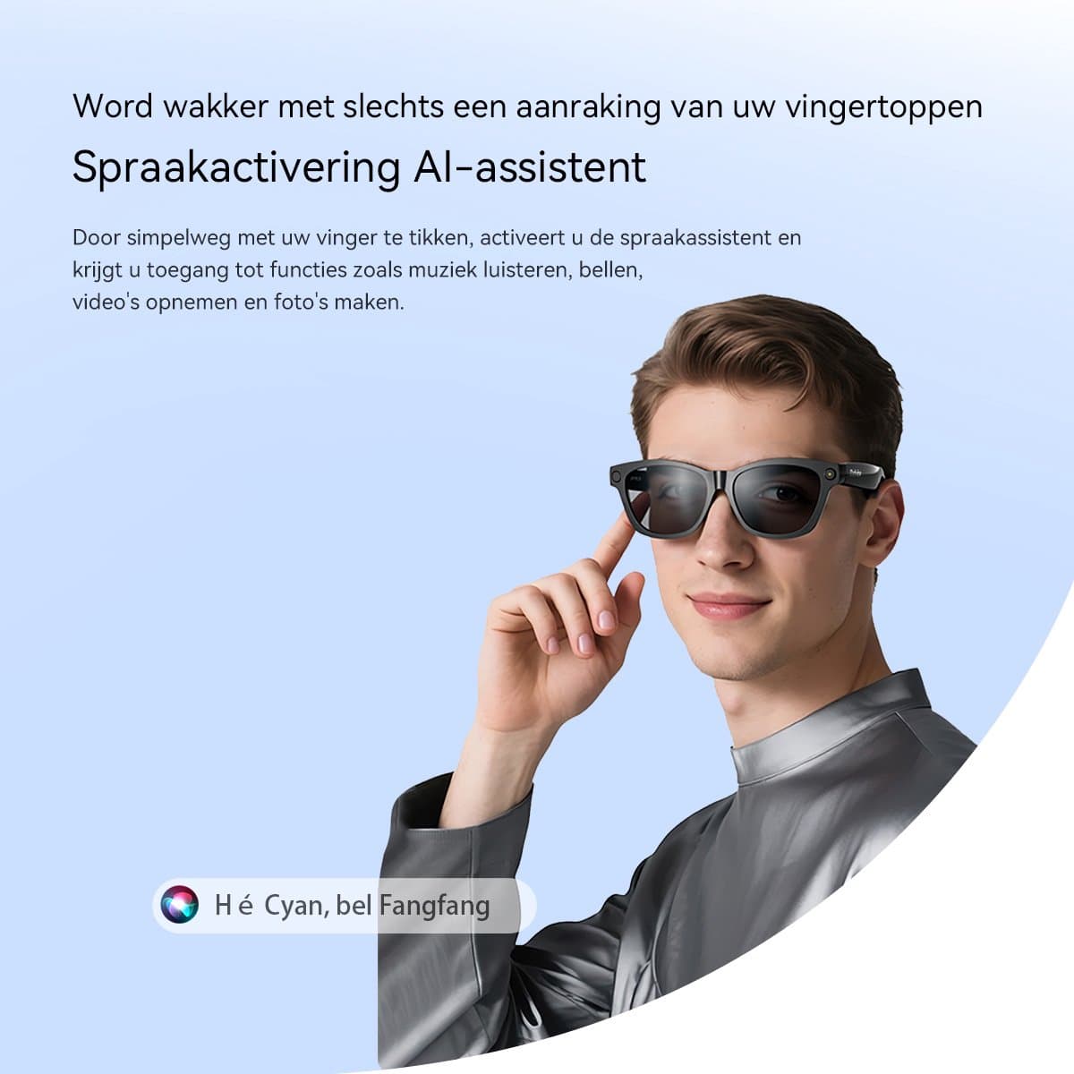 Blackview BV100 Smart Glasses - Slimme bril met camera - Spraakgestuurde AI-assistent - Bluetooth-bellen, vertaling, objectherkenning - BT 5.4 - 32GB - 220 mAh - Zwart thumbnail 7