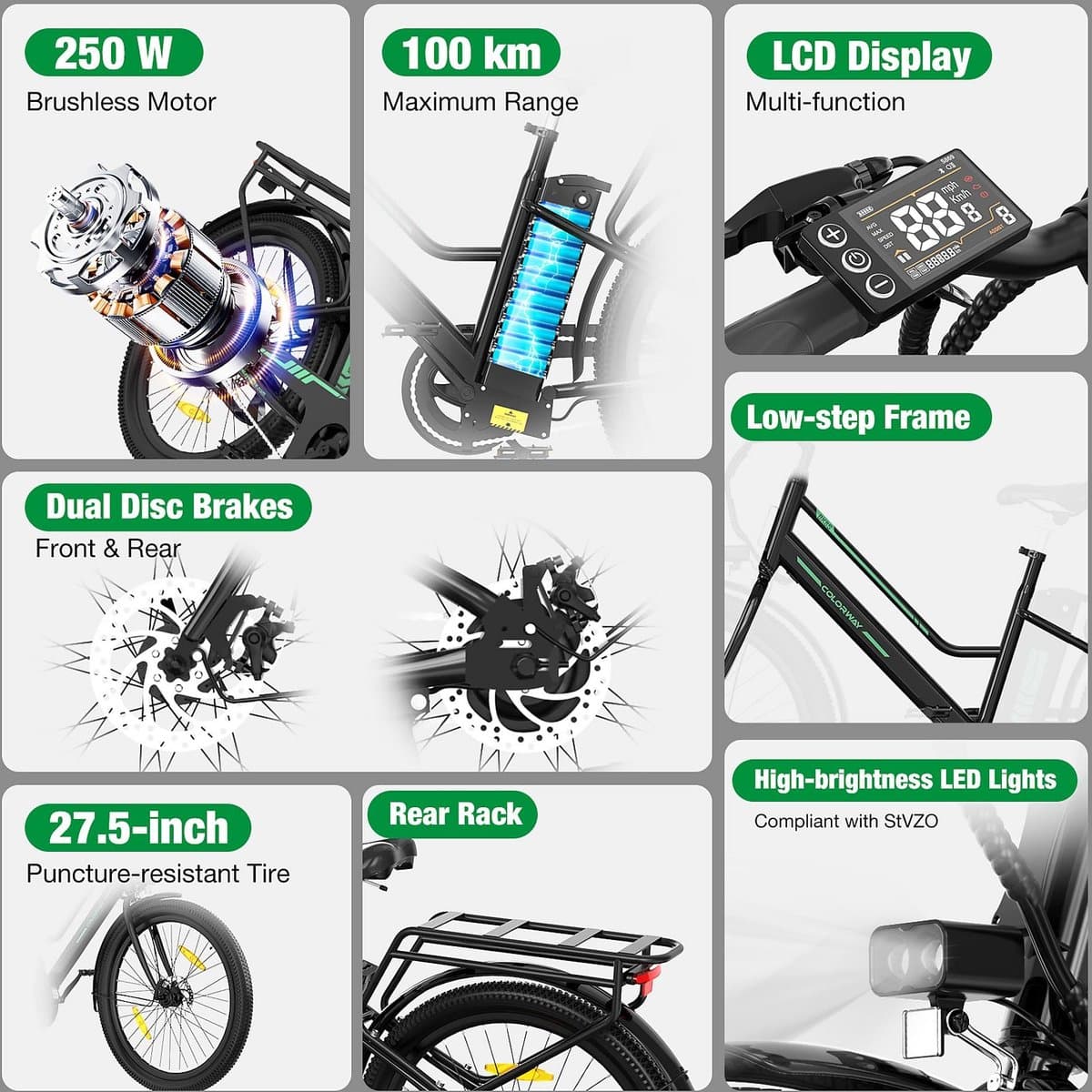 Colorway BK8SL 27.5 Inch Dames E-Bike met 250W Motor thumbnail 8