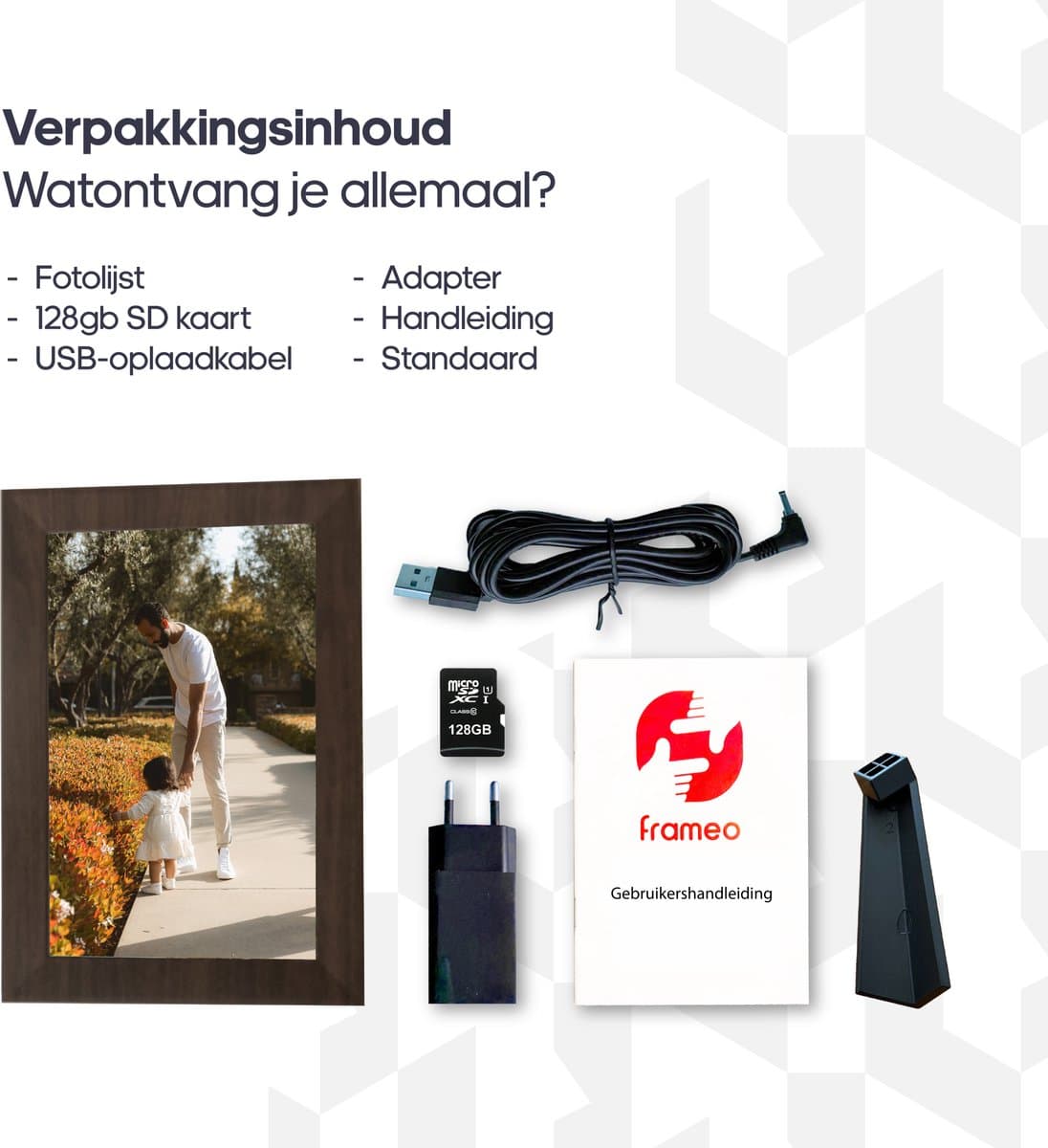 Digitale Fotolijst met WIFI en Frameo App - Inclusief 128GB SD Kaart - 10.1 inch - HD+ -IPS Display - Bruin - 3 Dimfuncties - Horizontaal & Verticaal thumbnail 6