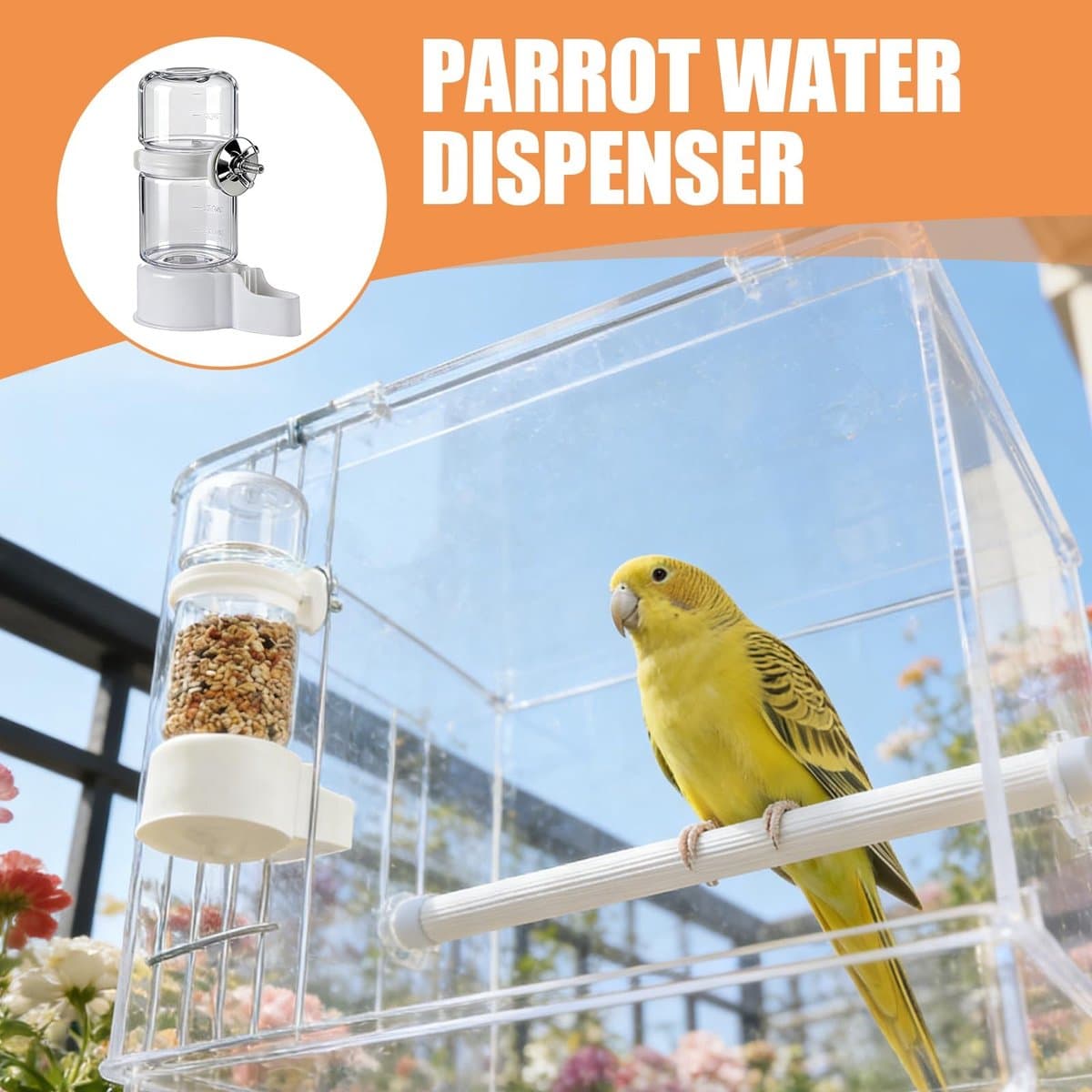 Dailygoods- Vogelwaterdispenser Set van 2 - Automatische Vogeldrinkkooi - 140 ml Inhoud - Hygiënisch en Lekvrij - Eenvoudige Montage - Betrouwbare Watervoorziening - Vogeldrinkbak thumbnail 4