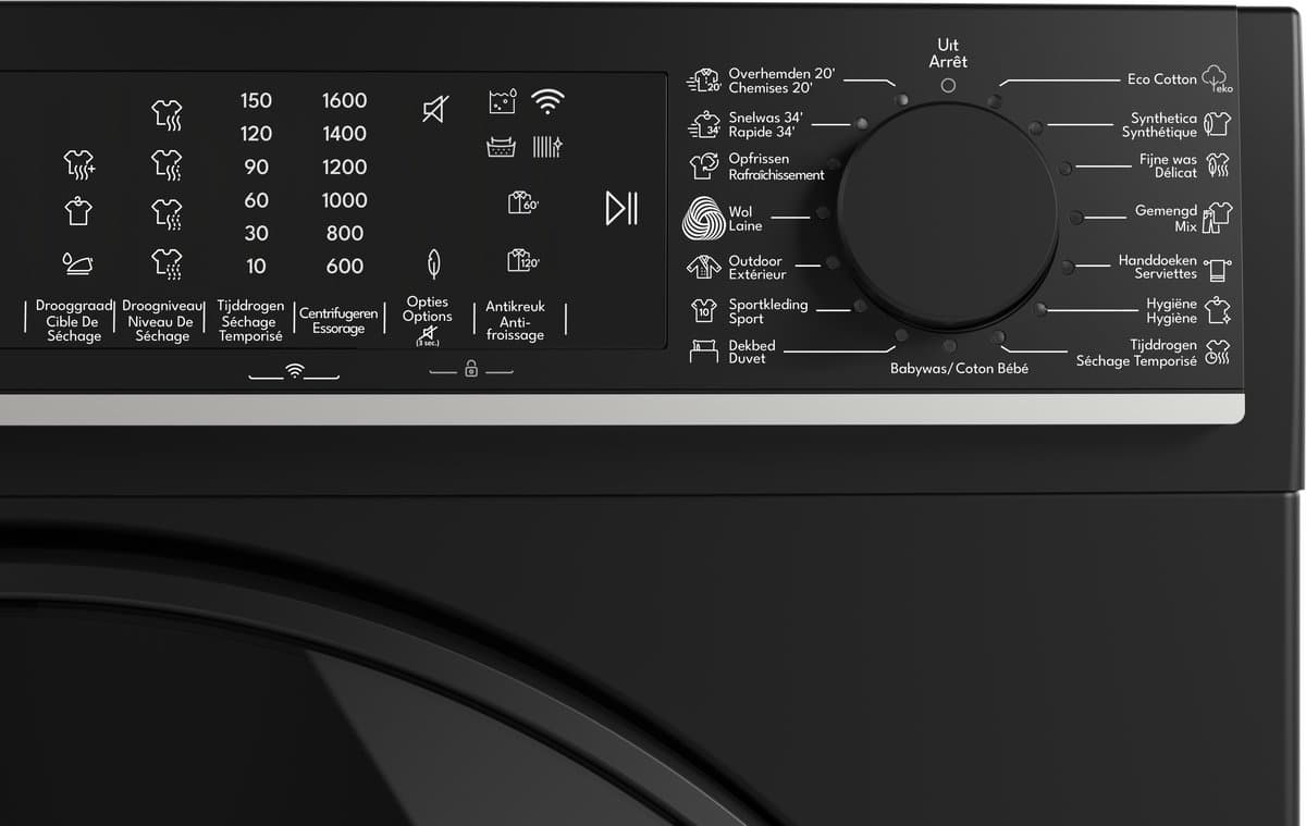 Sharp KDWNL0S9BDBE - warmtepomp droger - 10KG - energie label D - 15 programma's - WIFI - LED trommelverlichting - white LED display - mat zwart thumbnail 4