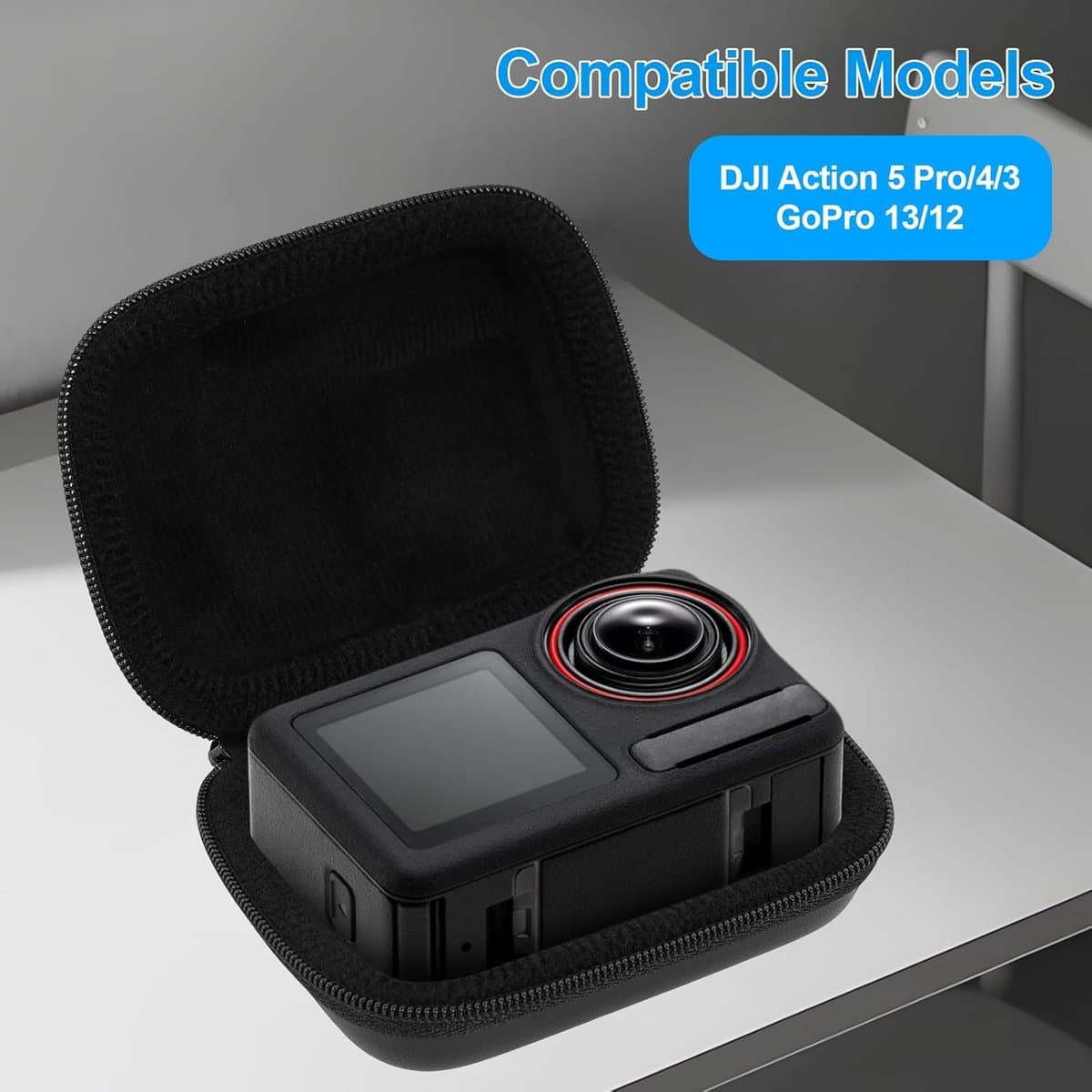 Dailygoods- Mini Tas Harde Schaal - Opbergtas voor DJI Osmo Action 5 Pro/4/3 - Lensdop - Reinigingsdoekje - Karabijnhaak - Silicone Materiaal thumbnail 3