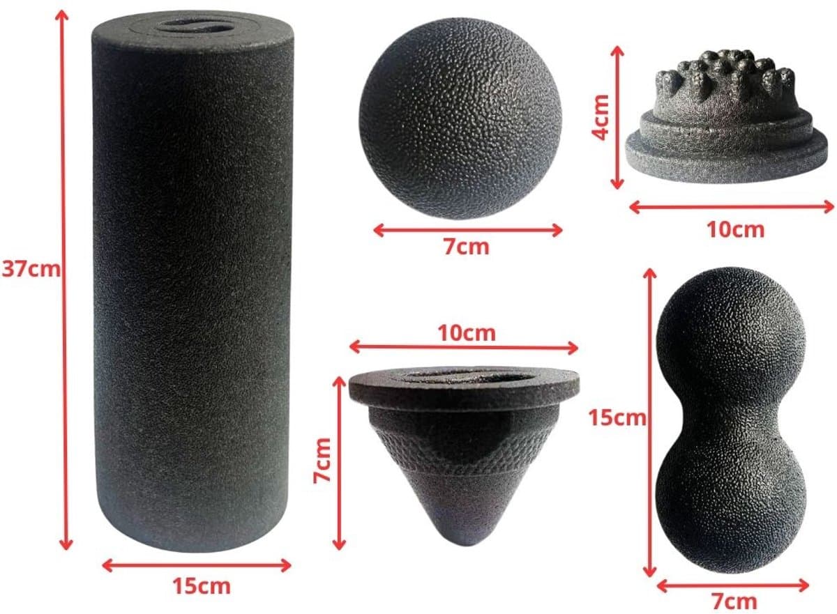 5-in-1 Foam Roller Set EPP – Massage Roller, Duoball en Trigger Ball voor Spierherstel – Foam Roller voor Rug, Nek, Benen en Spiermassage – spiermassage set – duoball massage – massagebal fitness – zwart – 88358 thumbnail 3